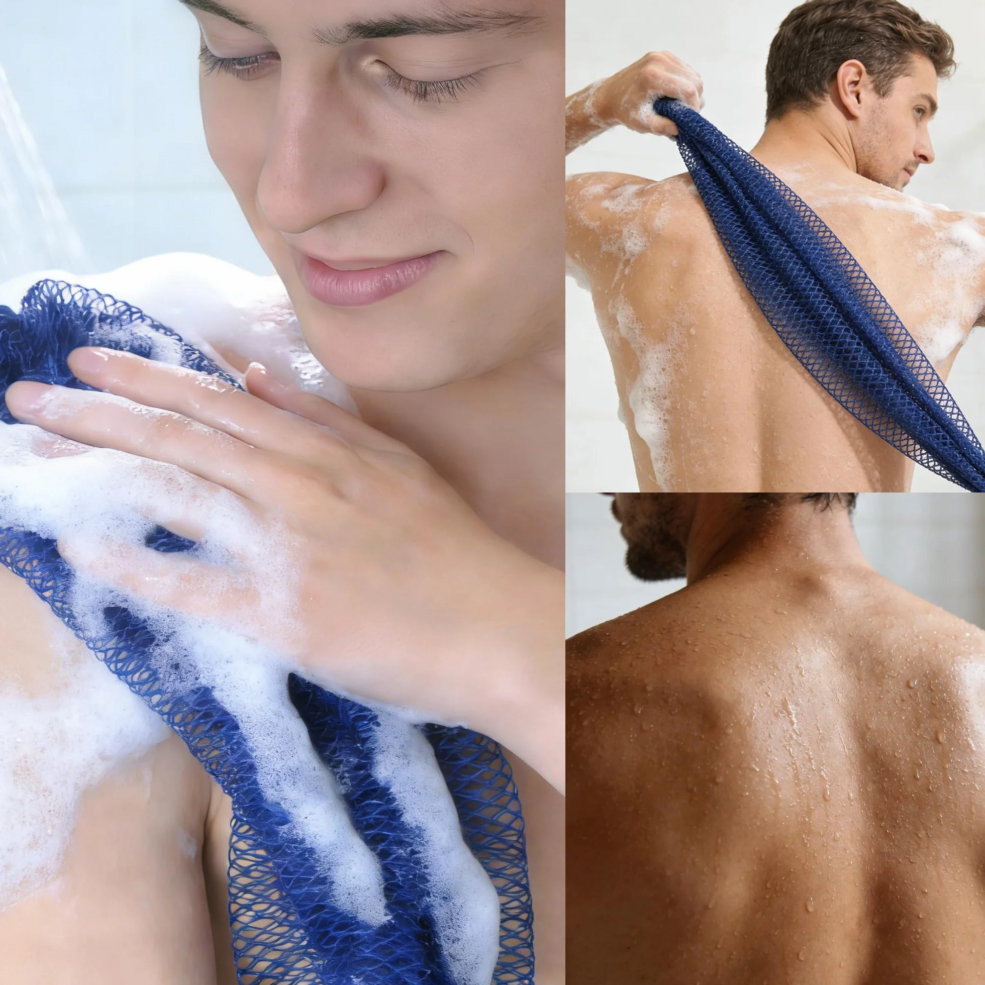 1 szt. Czarna afrykańska gąbka siatkowa, Peelingująca gąbka na kąpiel i scrub pod prysznic, Nylonowe szorowadła pleców z węzłami, Rozciągliwość do 114 cm