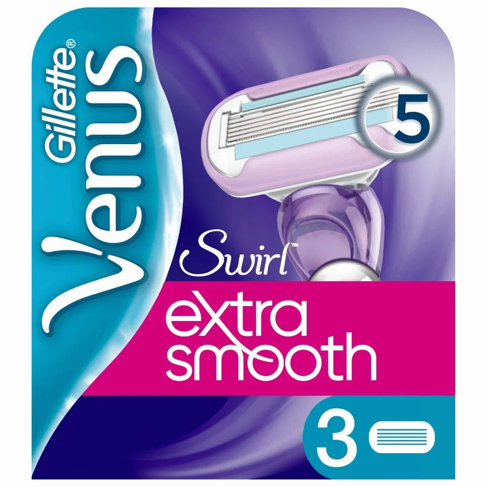 Gillette Venus Extra Smooth Swirl ostrza do golenia damskie z paskami nawilżającymi dla ochrony skóry, 3 ostrza zapasowe
