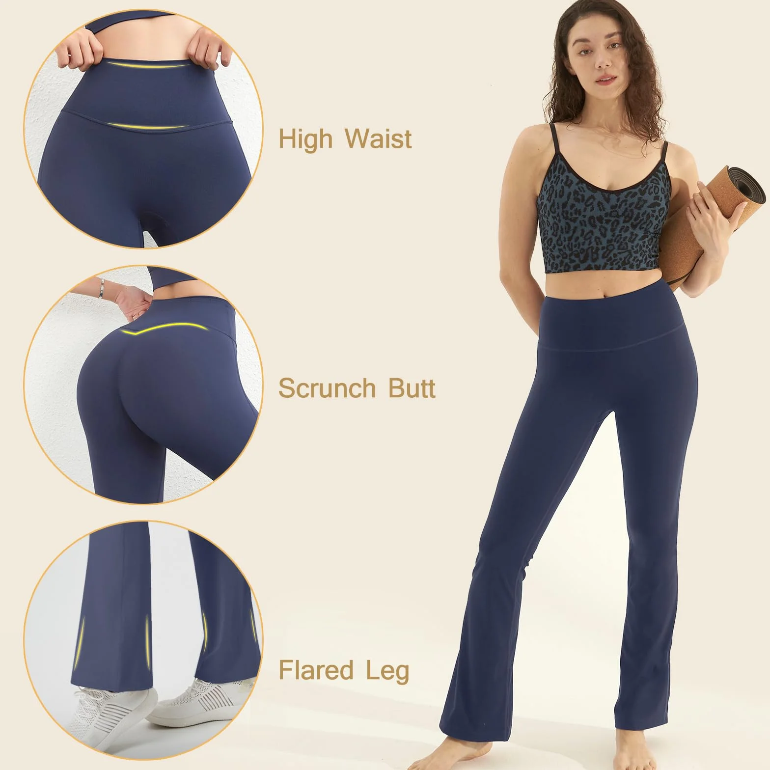 Damskie spodnie do jogi spodnie z wysokim stanem Legginsy sportowe Push Up Fared Legginsy damskie siłownia fitness taniec na co dzień