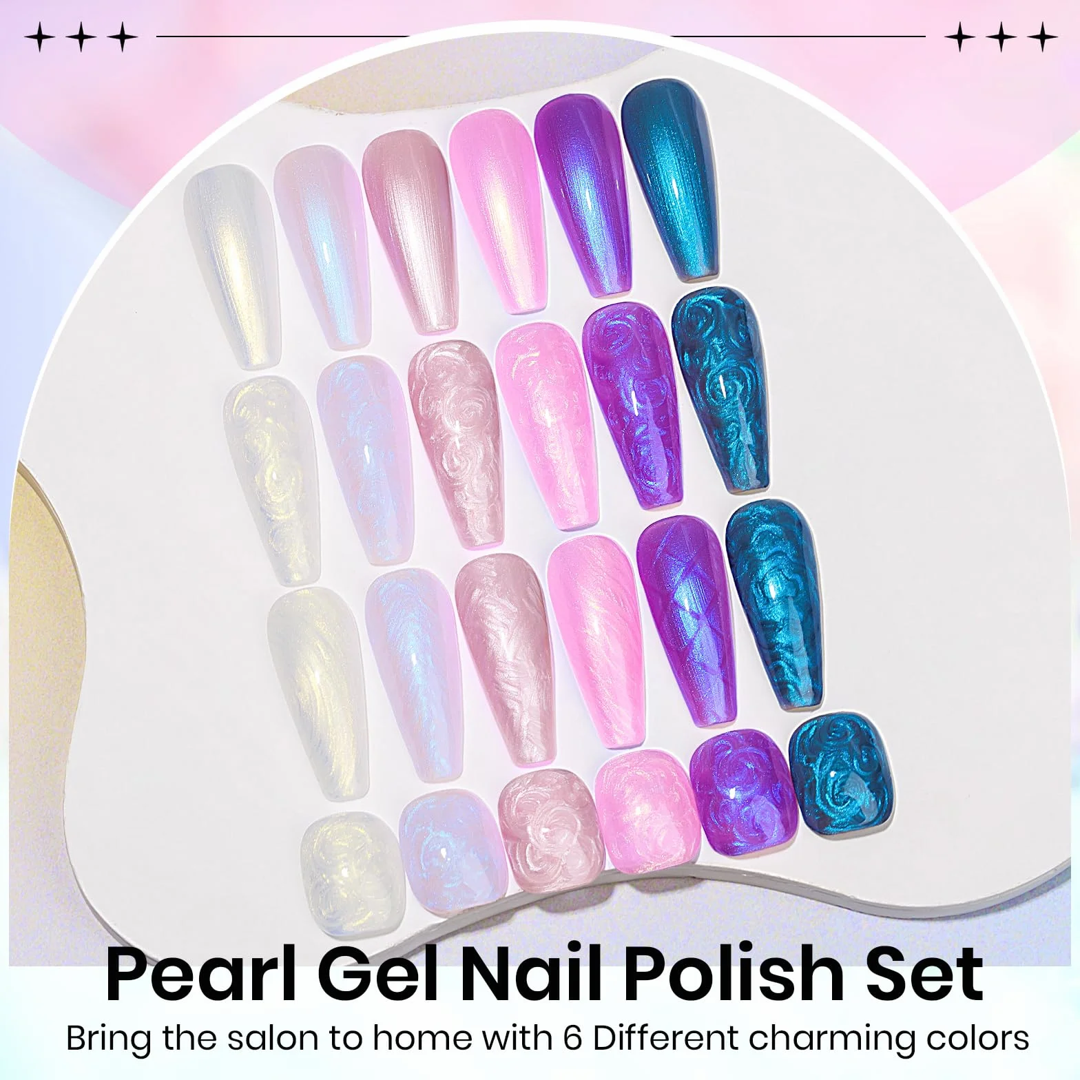 SUPWEE Zestaw żelowych lakierów do paznokci Pearl 6 kolorów UV Soak-Off