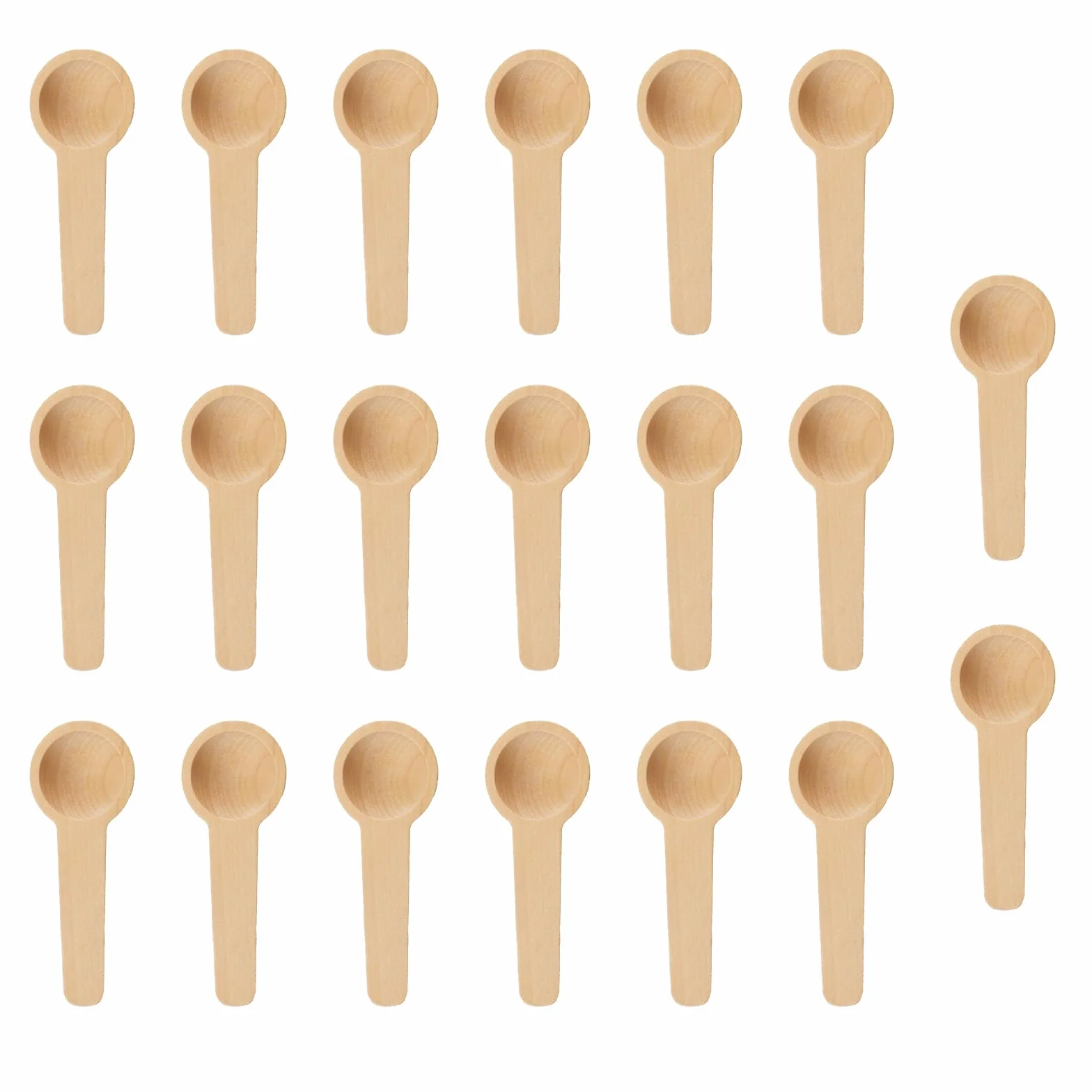 20 sztuk małych okrągłych łyżek kuchennych z drewna, małe drewniane łyżki z krótkim uchwytem, mini drewniane łyżki do przypraw, miodu, kawy, soli, słoików na dżem, cukier, dzieci (6,8 x 2,4 x