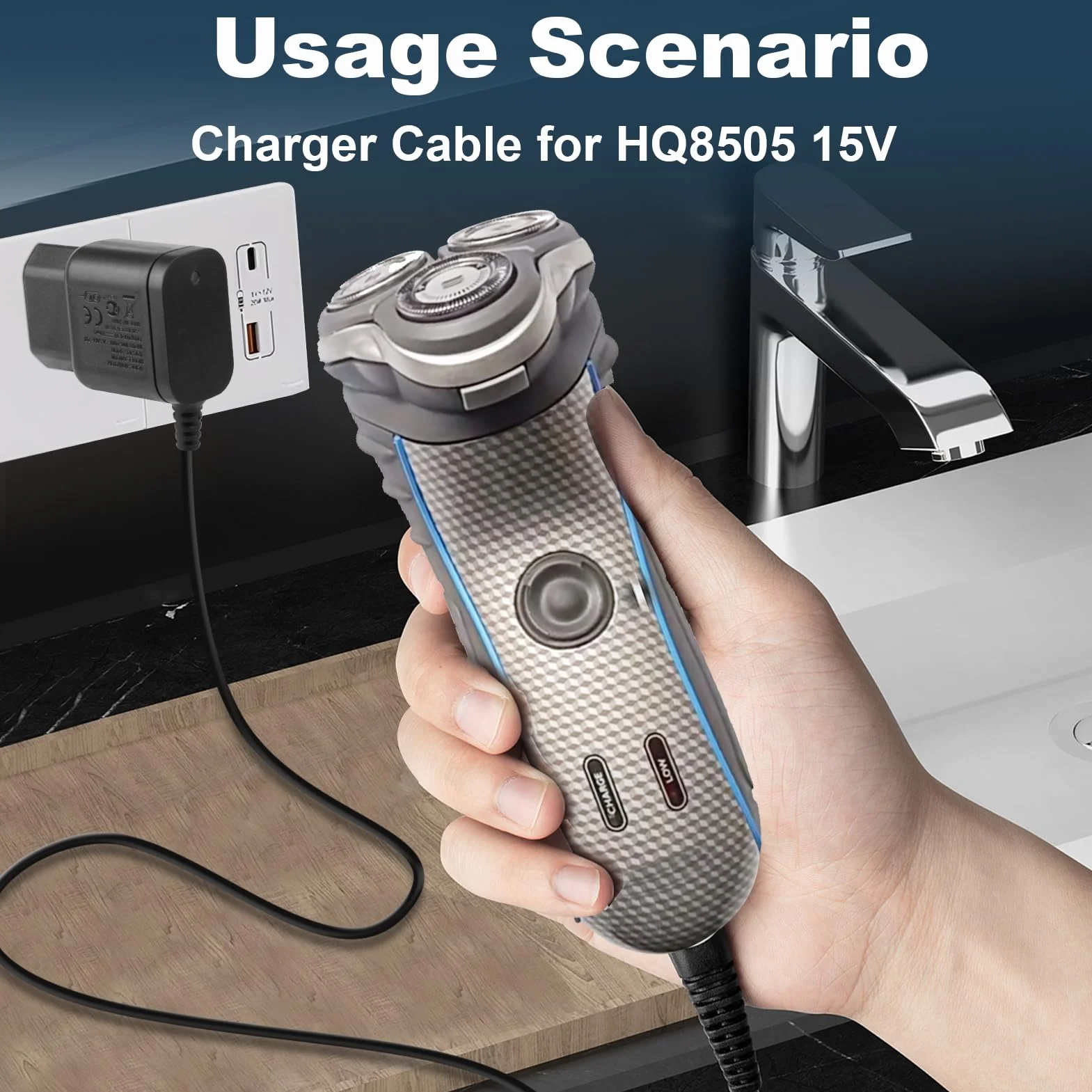 Podajnik do maszynki do golenia kompatybilny z golarką Philips hq8505 5000 mg5750 mg7790 mg7770 mg7720 BG5020 zasilacz przewód do strzyżenia brody, ładowarka