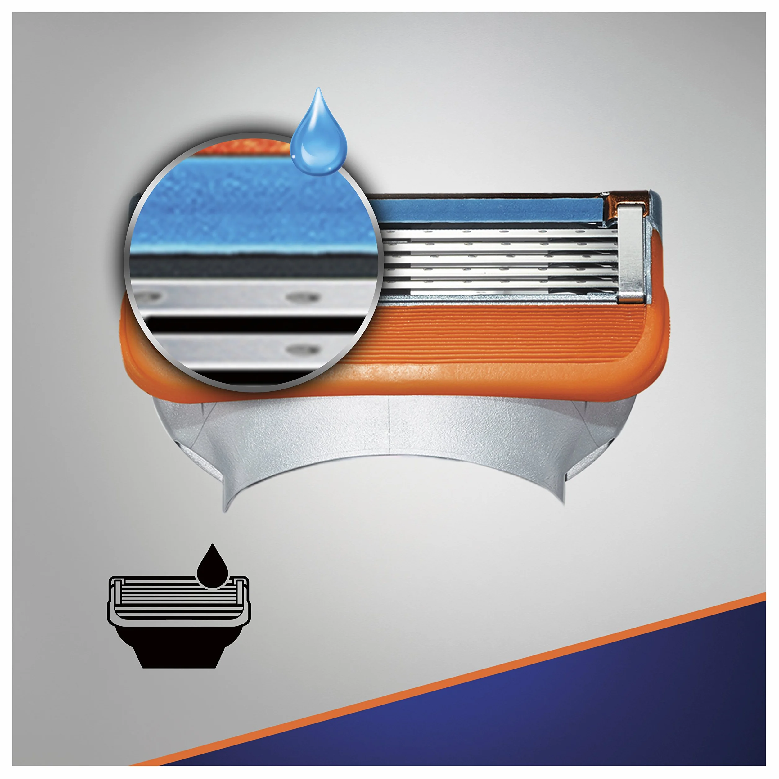 Gillette Fusion5 Ostrza Wymienne do Maszynki do Golenia, (8 sztuk), z 5 Ostrzami Zmniejszającymi Tarcie, 8 Ostrz Wymiennych + Żel 200 ml