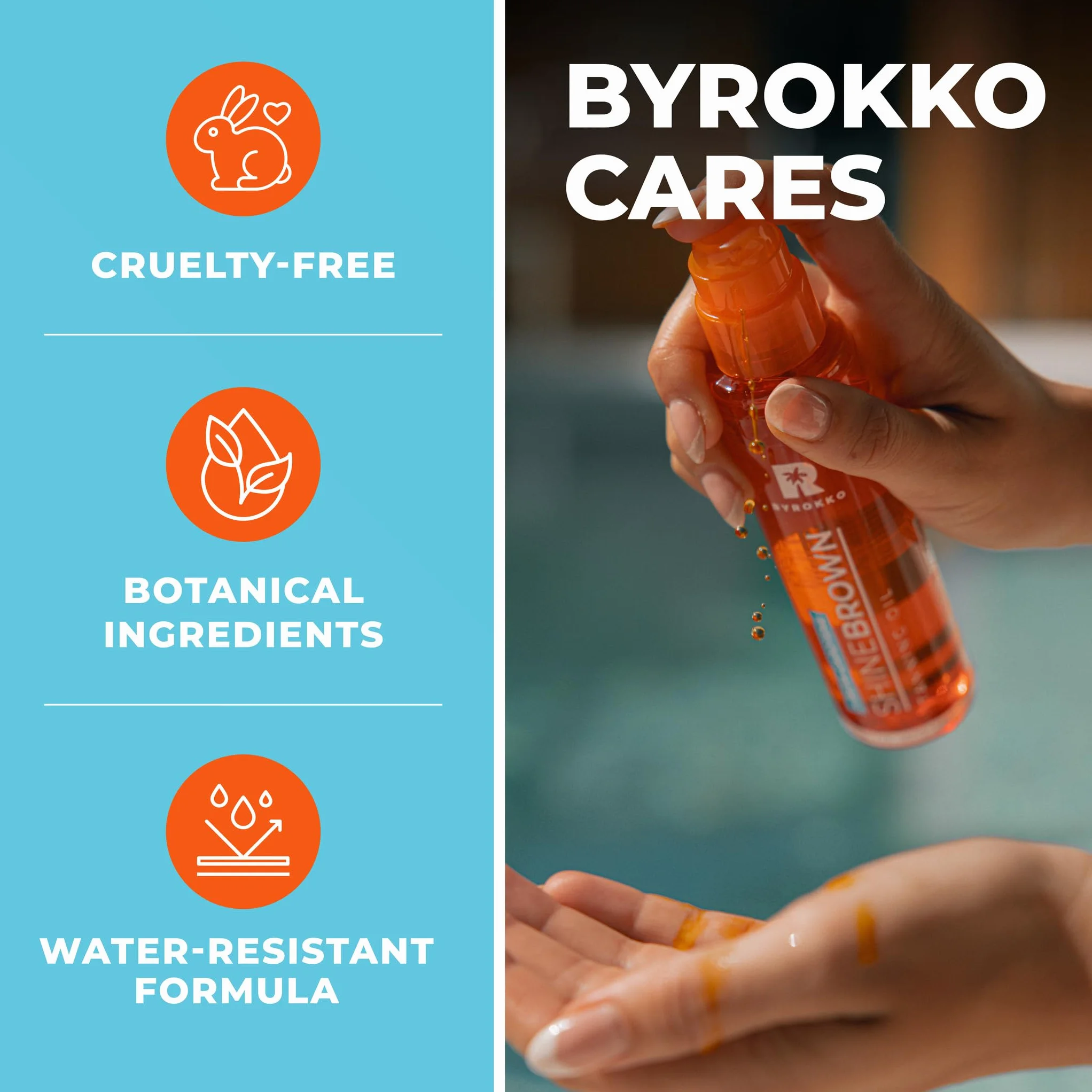 BYROKKO Shine Brown beta-karoten olejek do opalania (150 ml), olej przyspieszający opalanie do opalania i opalania na zewnątrz, doskonały olejek do opalania dla nieskazitelnej opalenizny i blasku