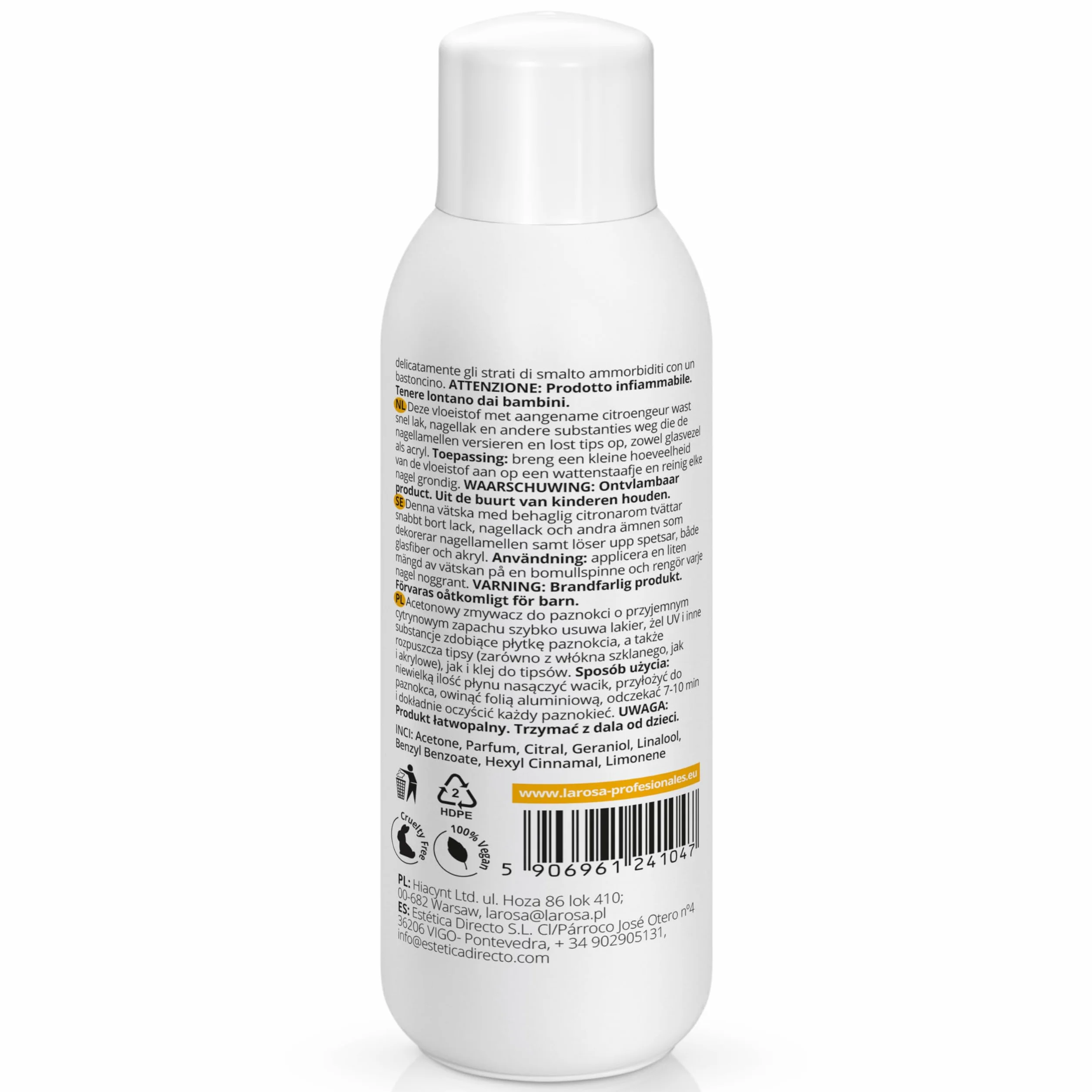 LaRosa ACETON KOSMETYCZNY 500ml zmywacz do paznokci hybrydowych