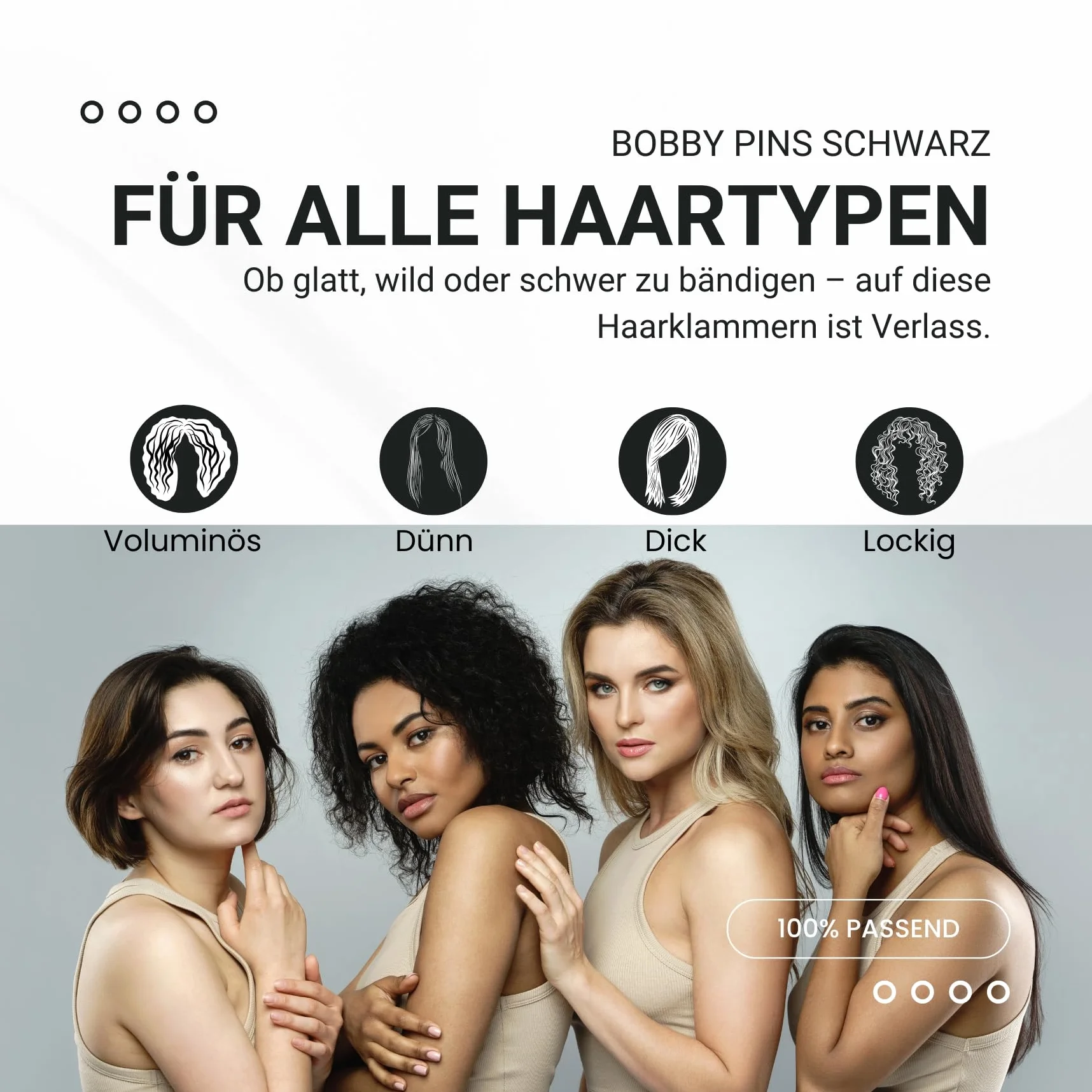 HAARallerliebst Bobby Pins 50 szt. czarne 5 cm spinki do włosów