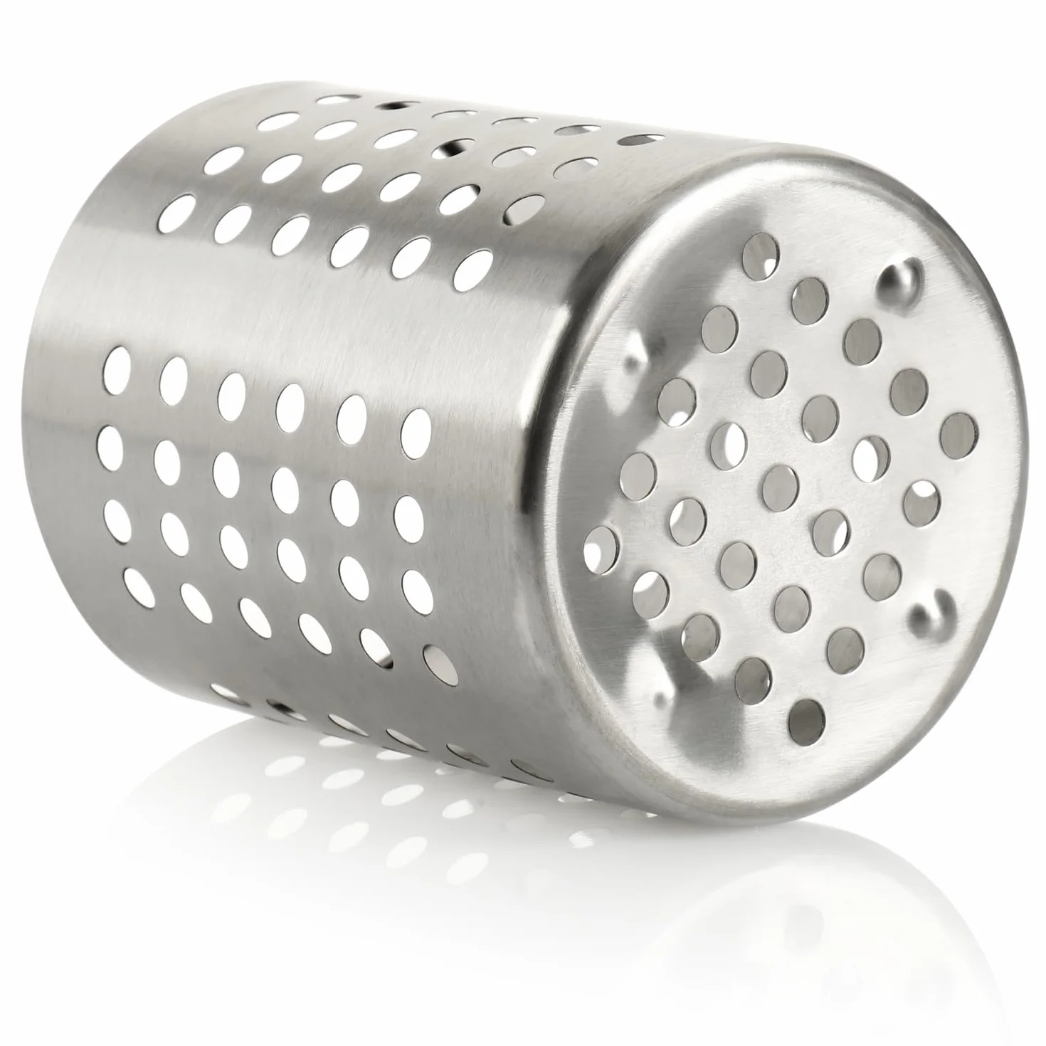 COM-FOUR® Ociekacz na sztucce, stojak na przybory kuchenne, ociekacz na sztucce ze stali nierdzewnej Ø 10,0 cm (srebrny kolor)