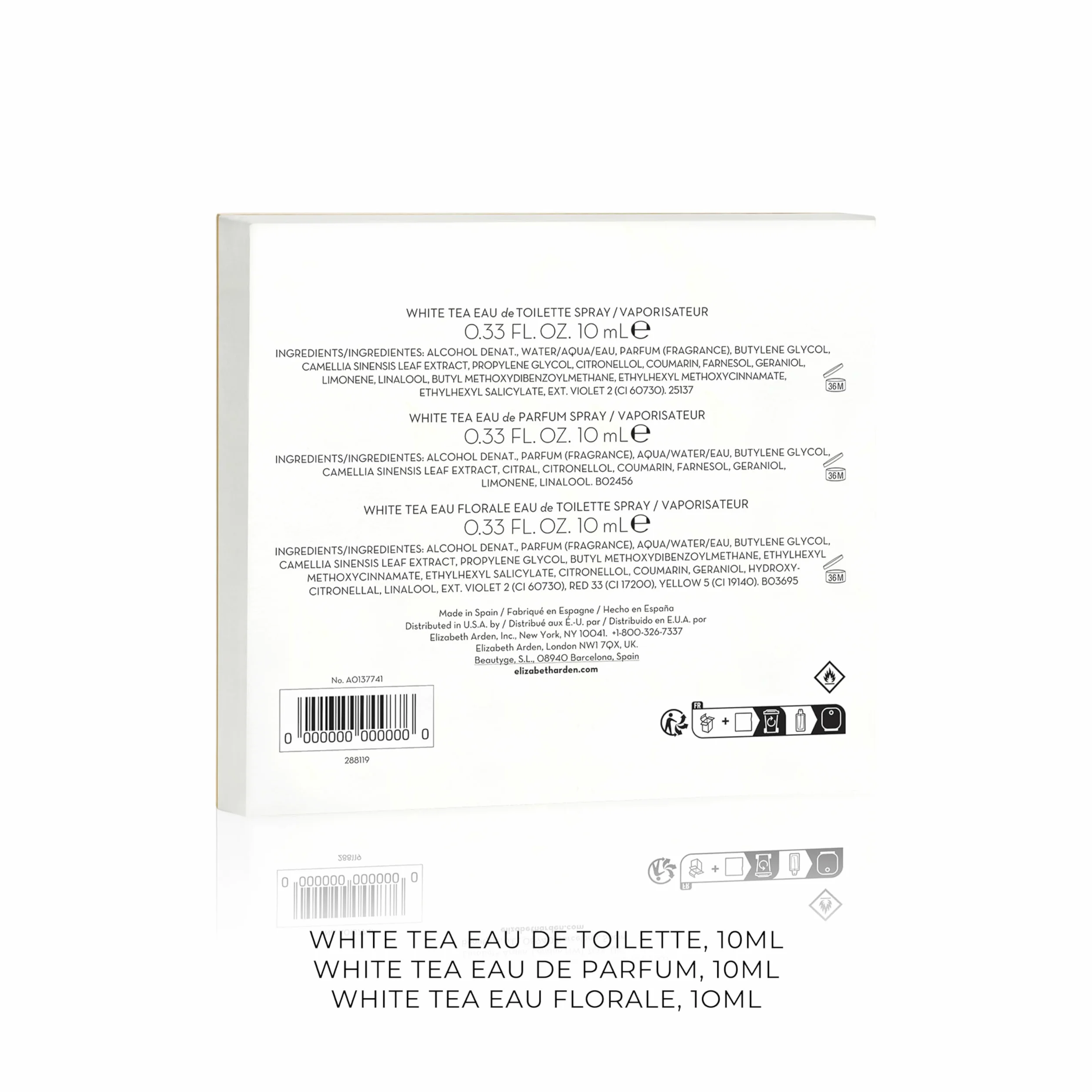 Elizabeth Arden White Tea zestaw upominkowy, kwiatowy i żywy zapach, 3 miniaturki po 10 ml, prezent dla kobiet