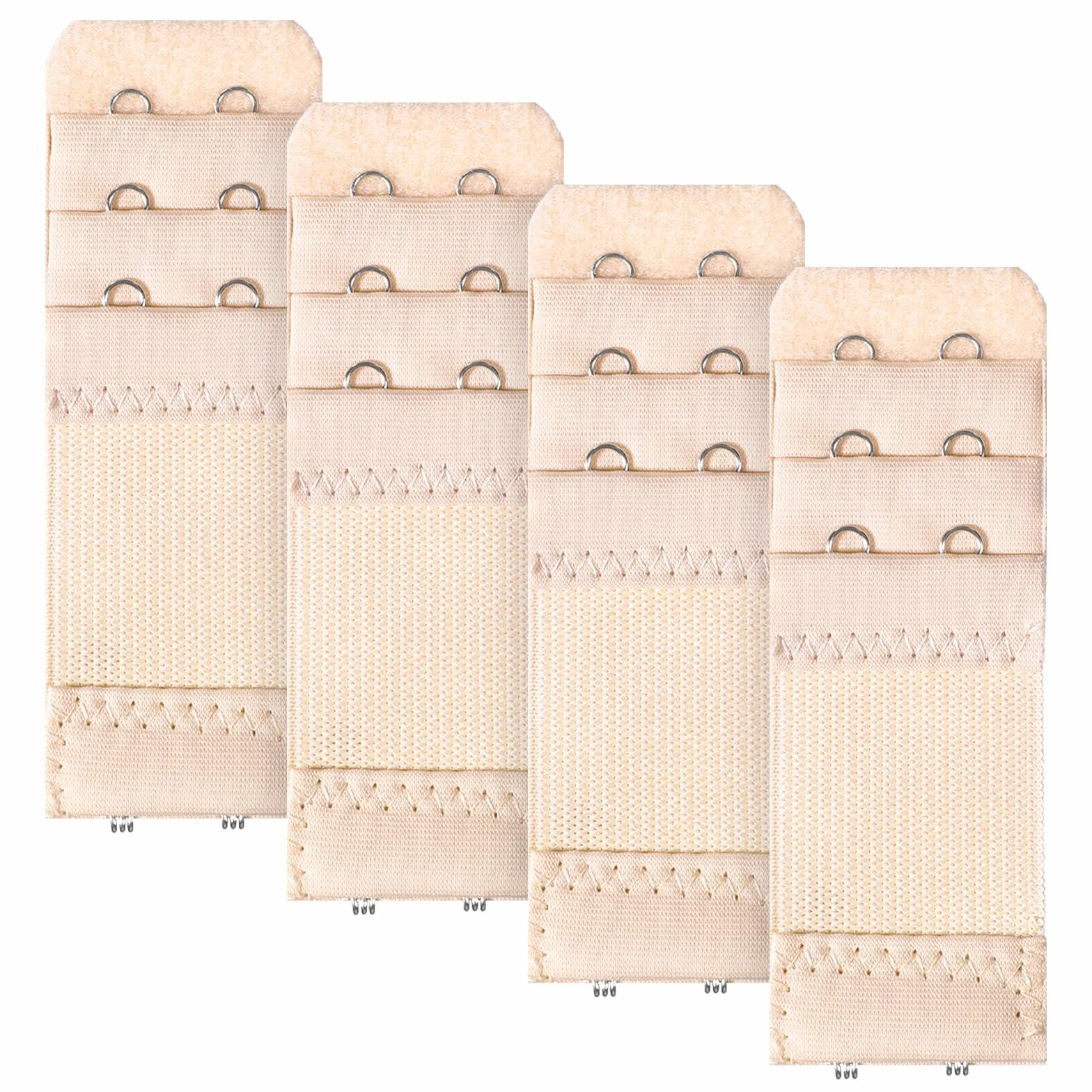 Piriuuo Przedłużenie biustonosza 4 sztuki, 9,7 x 3,2 cm, przedłużenie biustonosza, 2 haczyki, 3 rzędy, elastyczna bielizna, klamra przedłużająca, miękki poliester, zamknięcie biustonosza, przedłużenie