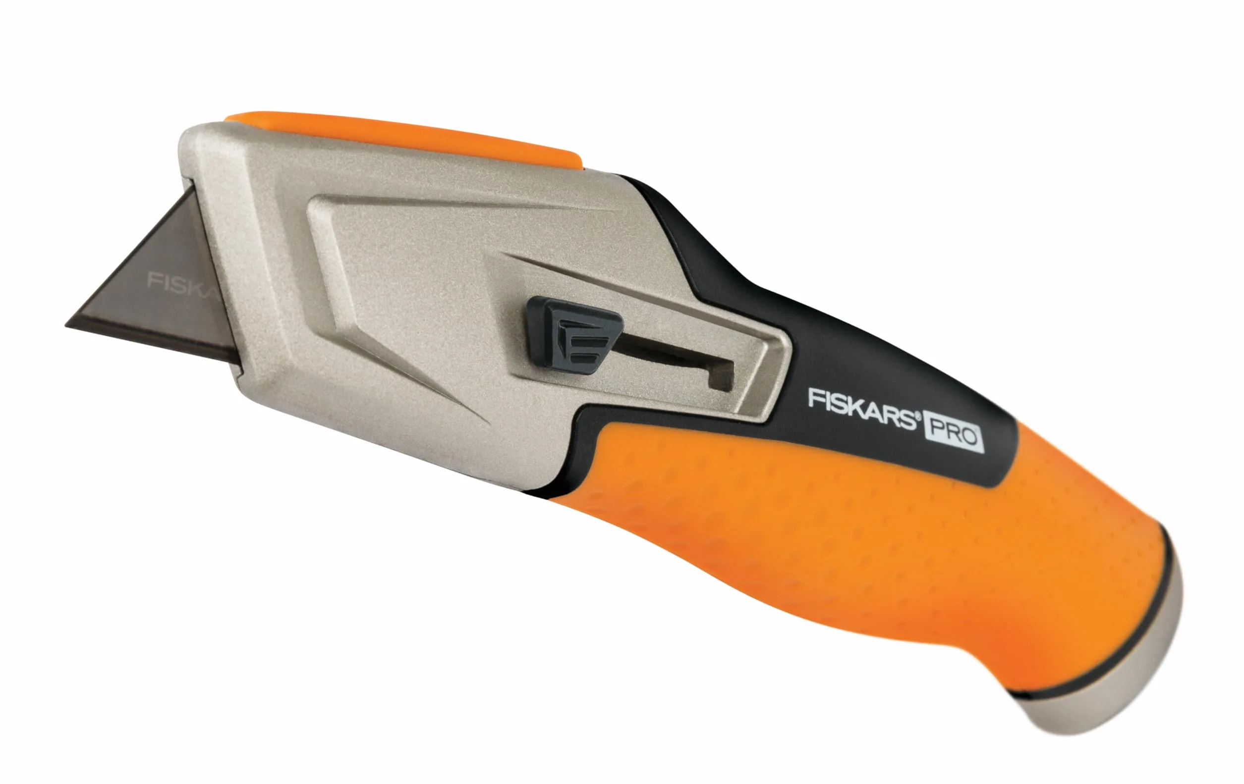 Fiskars Nóż uniwersalny z wysuwanym ostrzem, Długość 17,7 cm, Stal nierdzewna/ tworzywo, czarny/ pomarańczowy, CarbonMax, 1027223