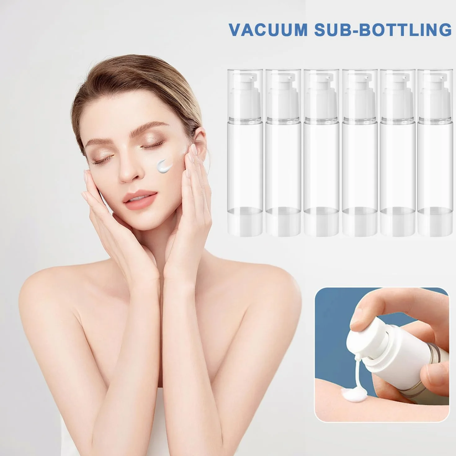 Puste butelki próżniowe Airless dozownik z pompką 50 ml 6 sztuk do podróży