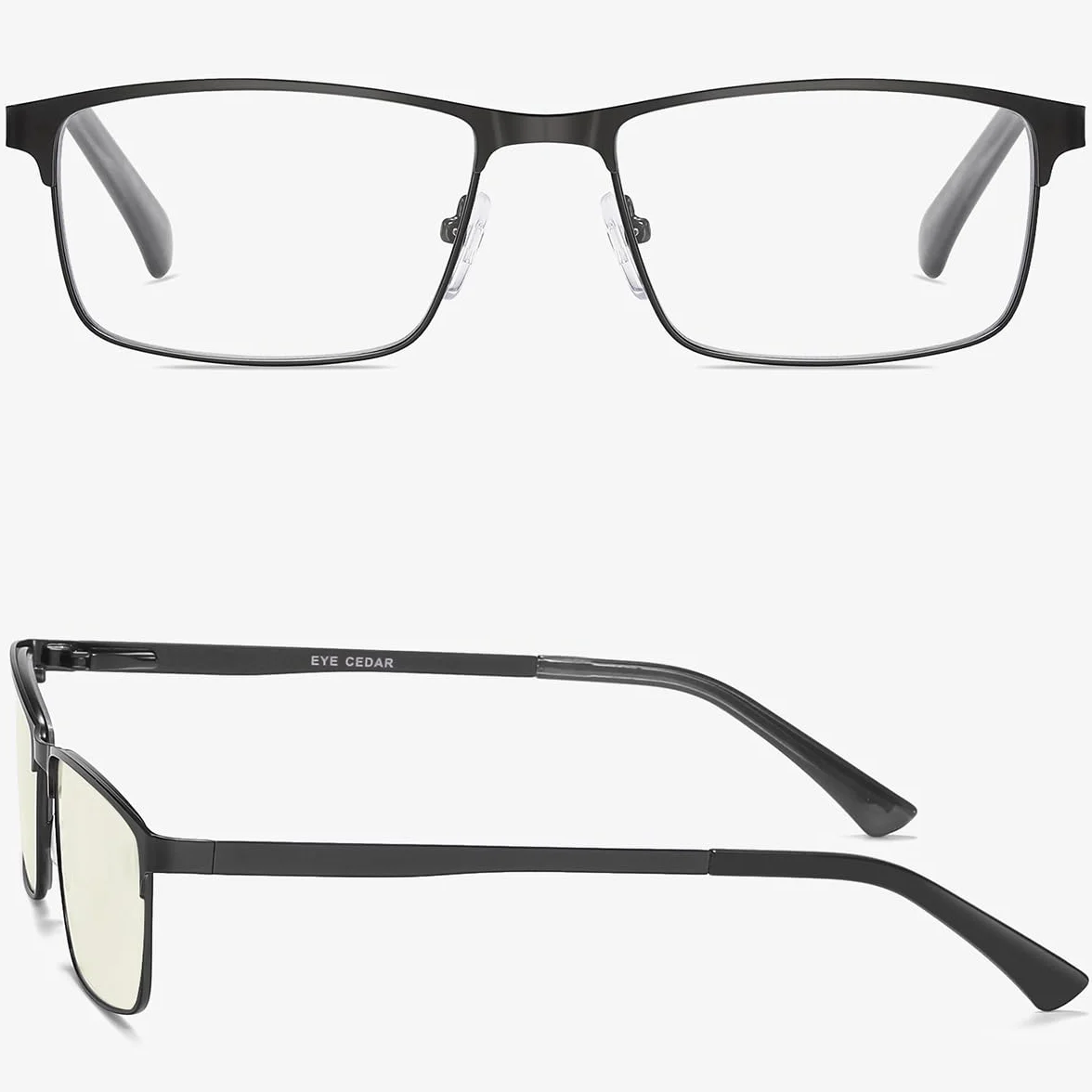 EYECEDAR Amcedar 5 stuks okulary do czytania męskie prostokątne oprawki metal szary stal szlachetna materiał