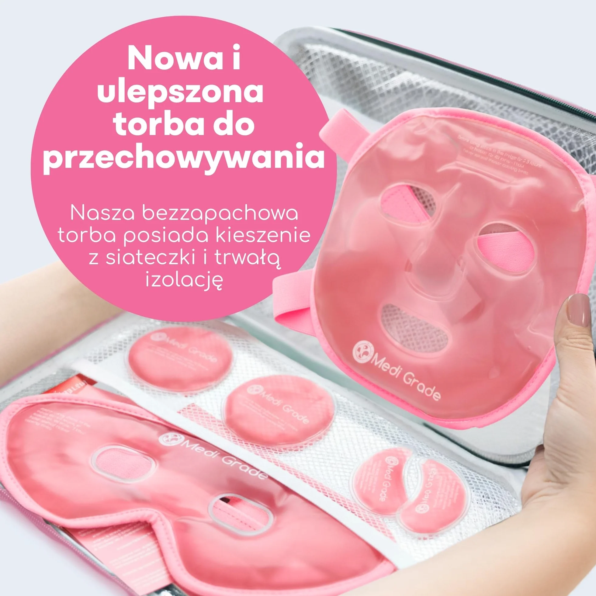 Medi Grade Żelowa Maska na Twarz Zestaw Chłodzące Płatki pod Oczy Różowy