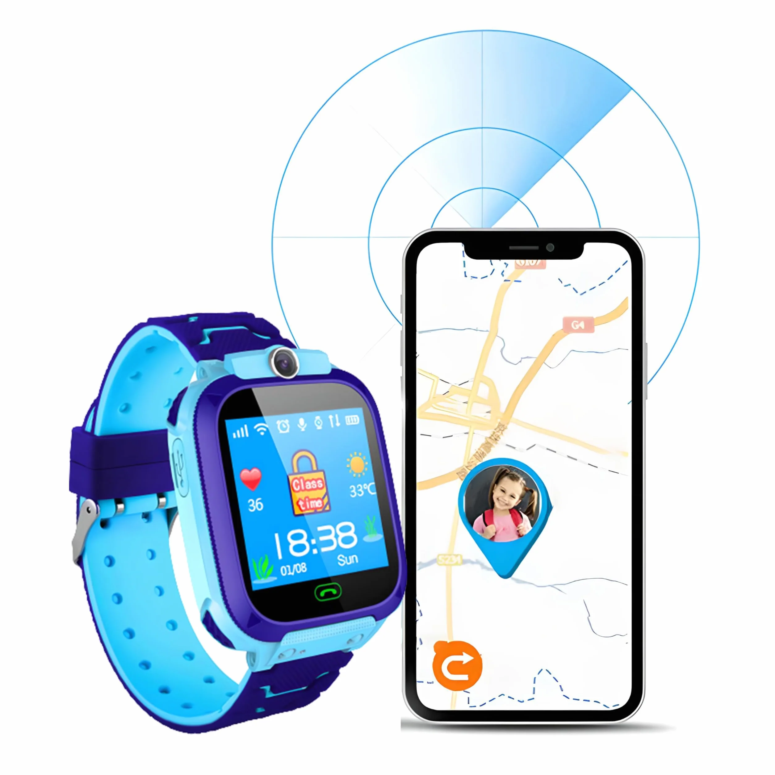 Retoo dziecięcy smartwatch dla chłopców i dziewczynek zegarek na rękę Smart GPS SOS telefon komórkowy smartwatch dla dzieci z muzyką budzikiem trybem szkolnym latarką kolor niebieski