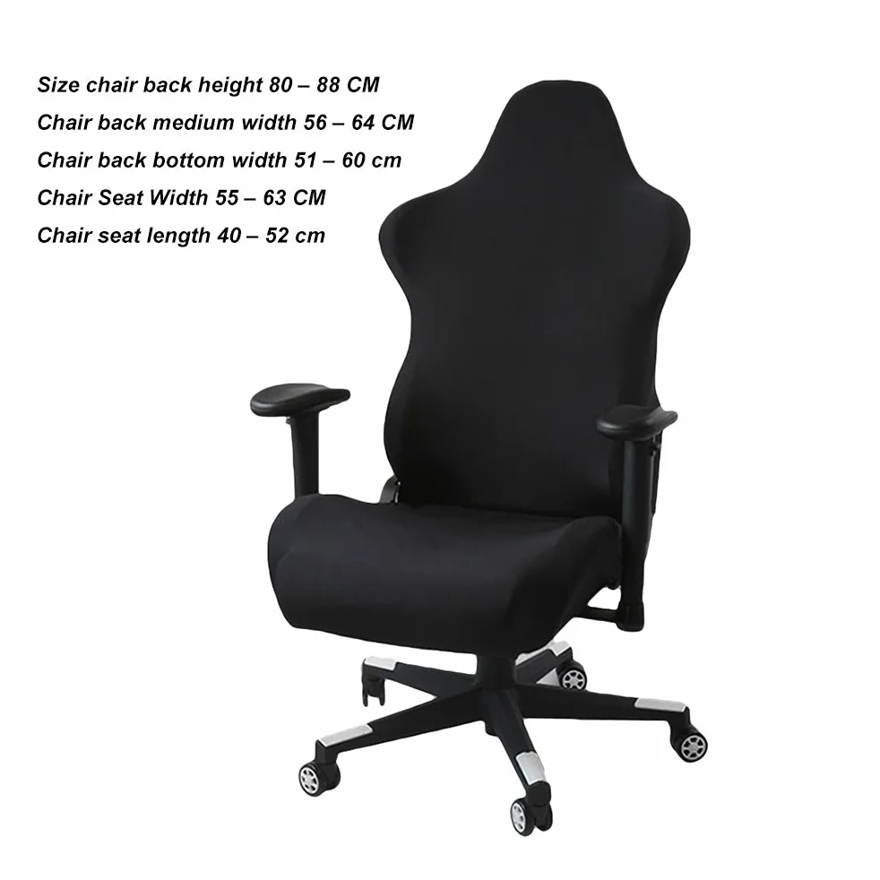 Czarne rozciągliwe krzesło do gier pokrowce Screwcoovers - Ergonomiczne krzesło biurowe