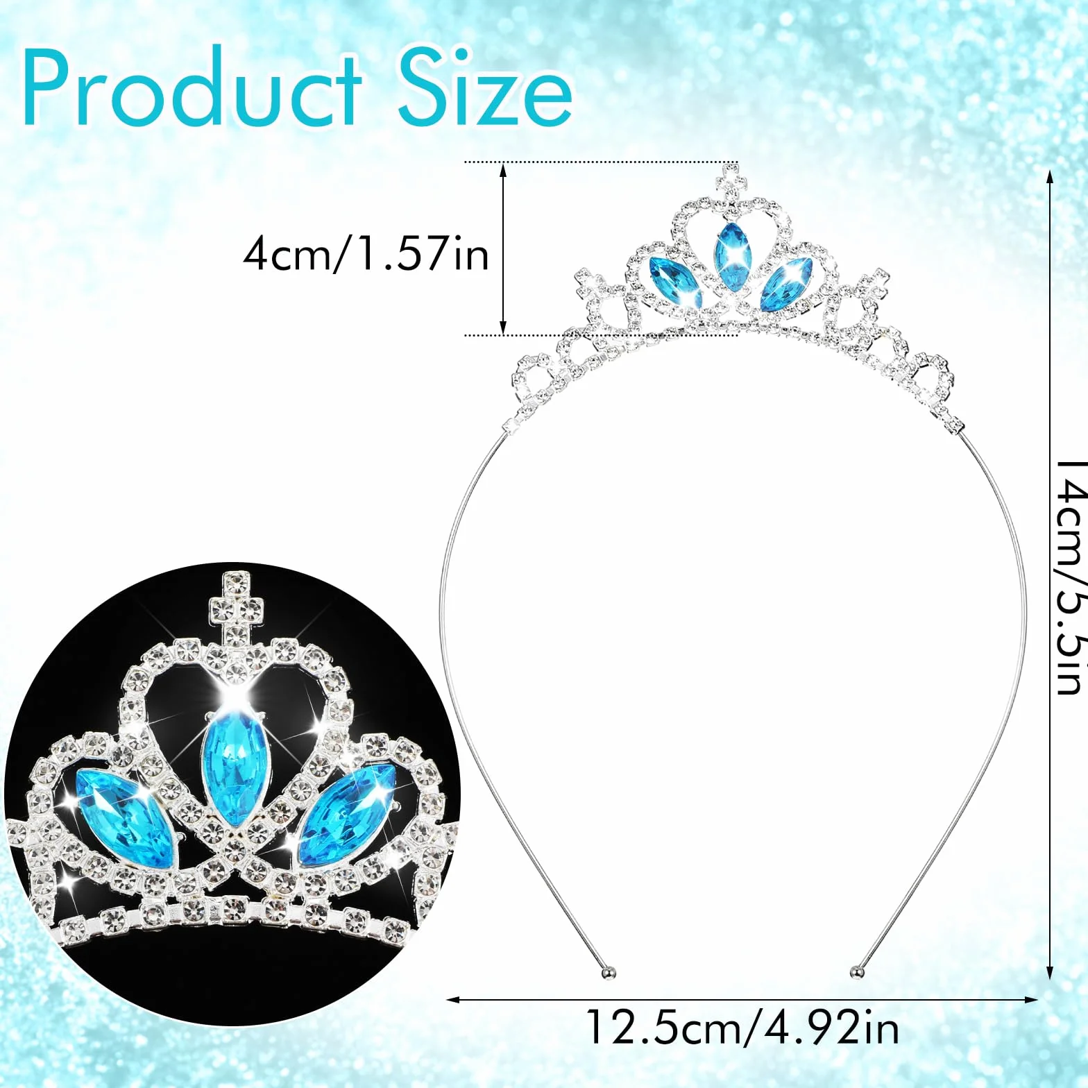 AUZUO diadem księżniczki, diadem, diadem, kryształowe tiary dla dziewczynek, małych dzieci, korona, stras, opaska na czoło, srebrna diadem dla kobiet, dziewcząt, na urodziny, wesele, Halloween