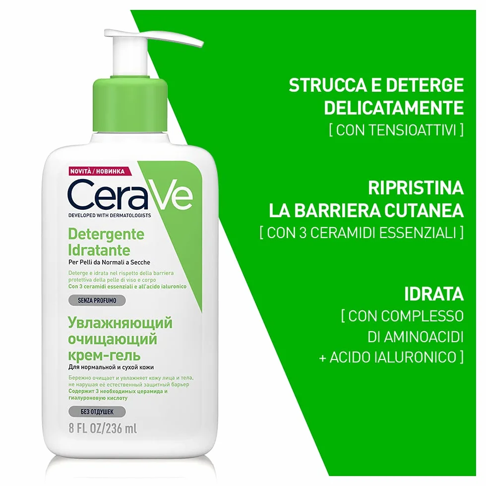 CeraVe Nawilżający Balsam do Ciała i Twarzy 473 ml + Środek do Mycia Twarzy 20 ml Zestaw