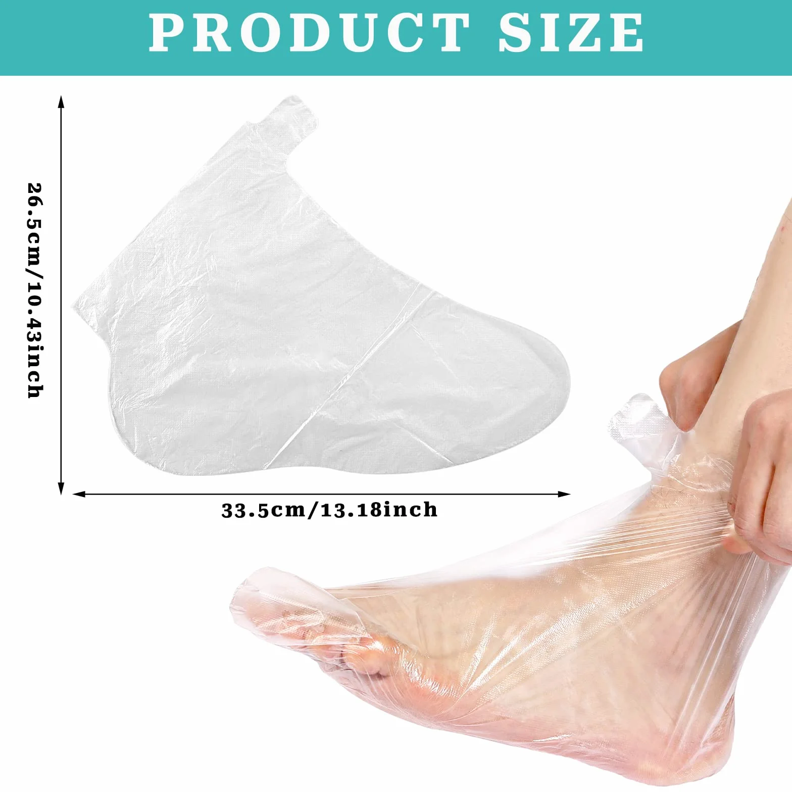 100 szt. plastikowych jednorazowych skarpet do pedicure stóp, wosk parafinowy, wosk parafinowy, wkładki do kąpieli, przezroczyste skarpety do stóp