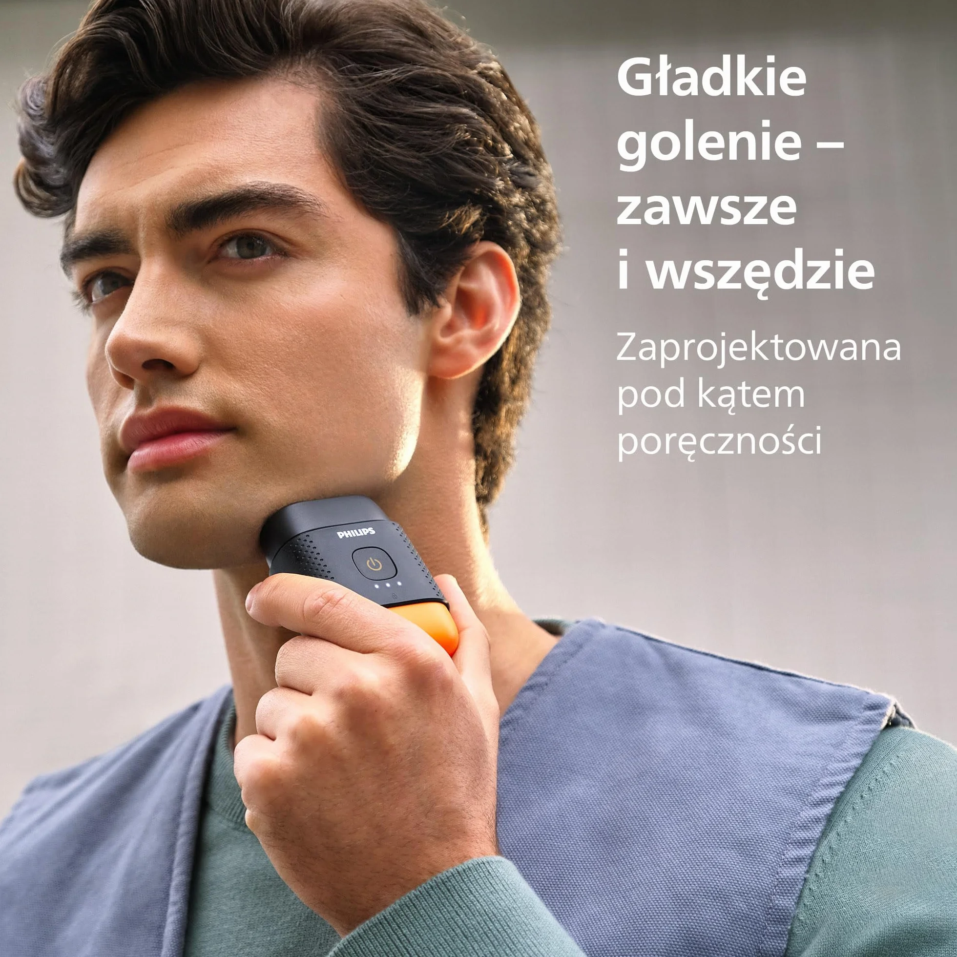 Philips Shaver 500 — kompaktowa golarka elektryczna, system Lift & Cut, ostrza SteelPrecision, głowice 3D Floating, golenie mokro i sucho, etui podróżne, blokada podróżna, magnetyczna nasadka, S595/05