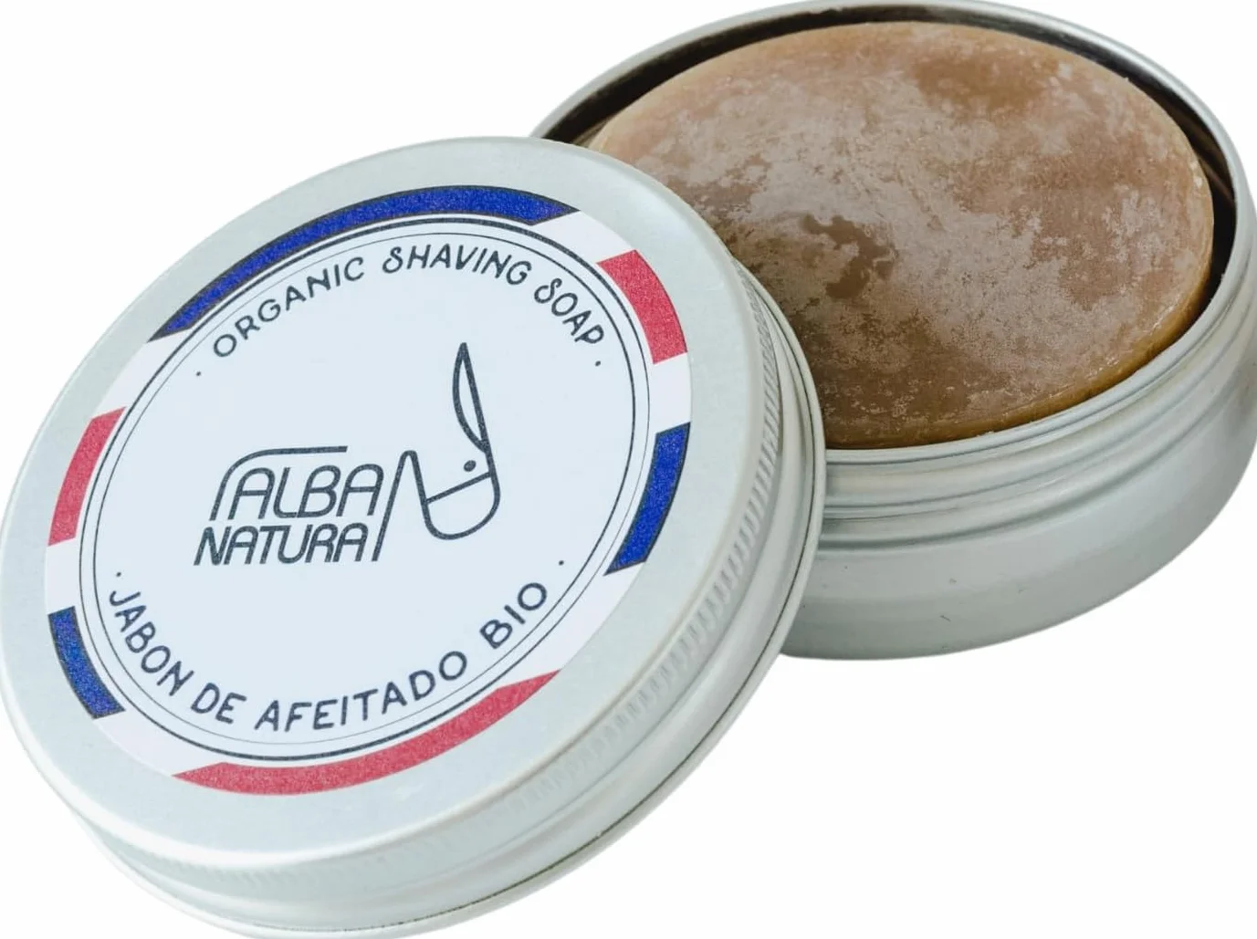 Alba Natura - Tradycyjne opakowanie do golenia - Organiczne mydło do golenia + pędzel do golenia - mydło z olejem kokosowym i mlekiem kokosowym - zapewnia świeżość i wygładzanie brody po goleniu -