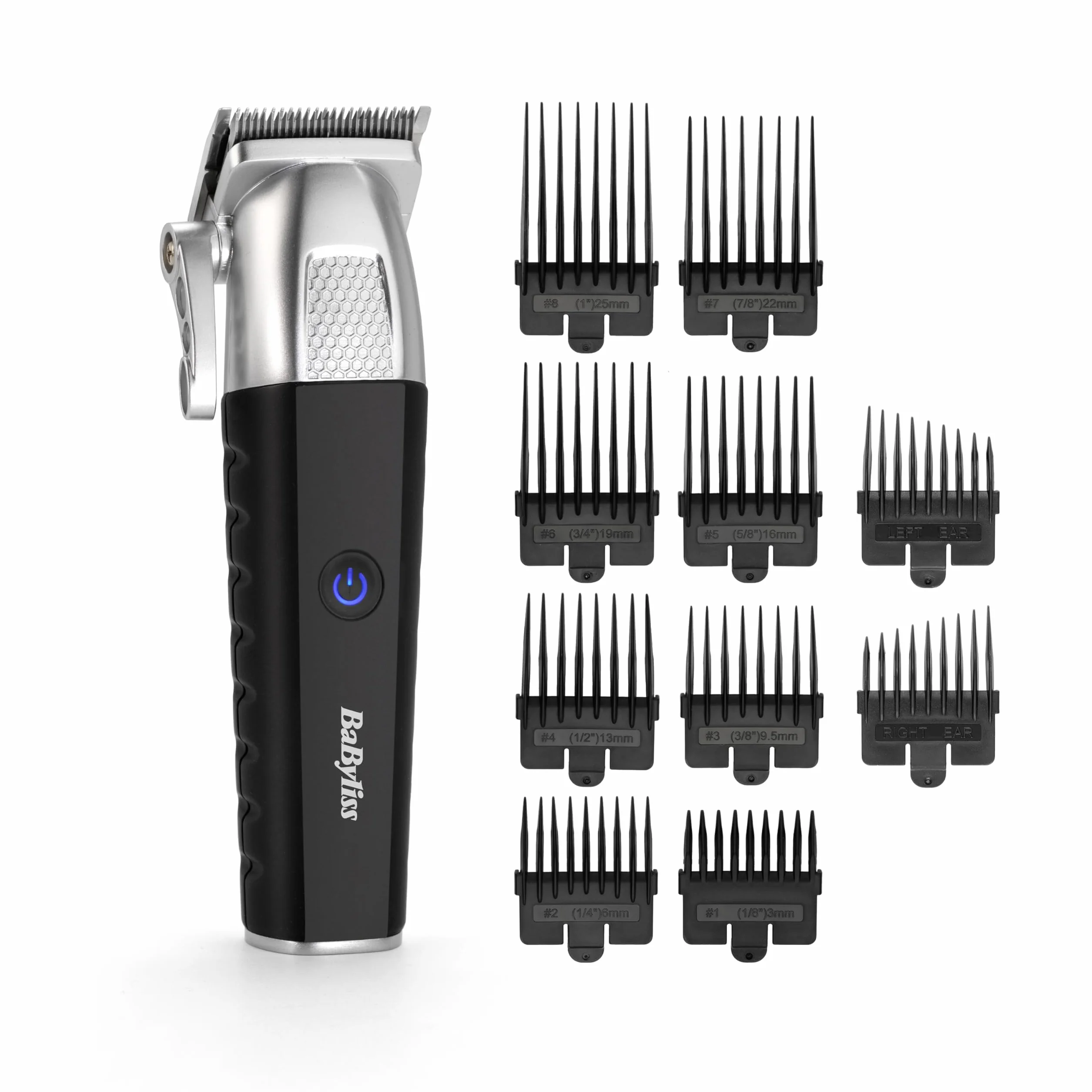 Maszynka do strzyżenia włosów BaByliss Lithium Power, bezprzewodowa, szybkie ładowanie, regulacja podziałki 0,5–25 mm, 8 nakładek grzebieniowych, ostrza ze stali japońskiej, E812E