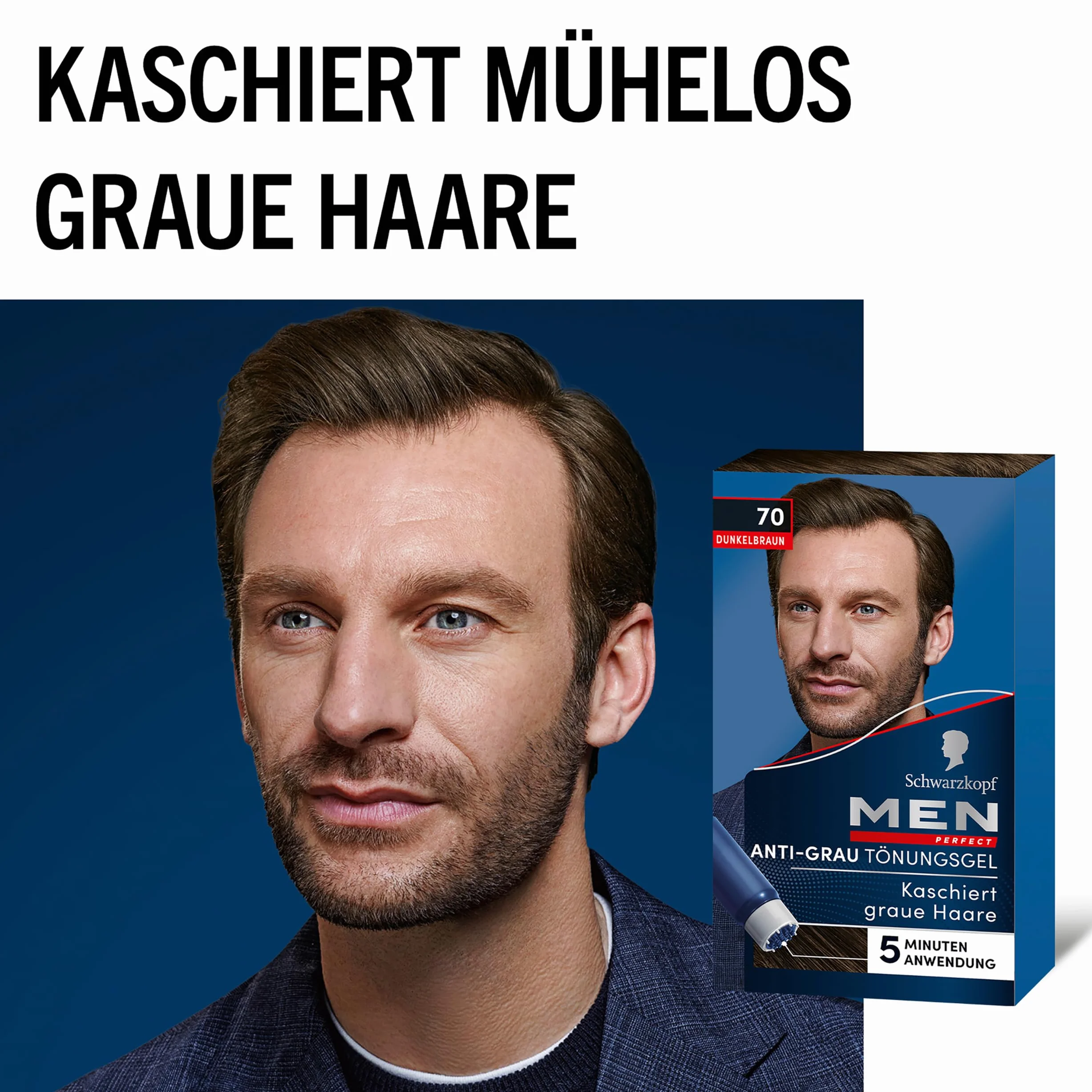 Men Perfect Men Perfect Farba do Włosów, 70 Ciemny Brąz, 3 x 80 ml