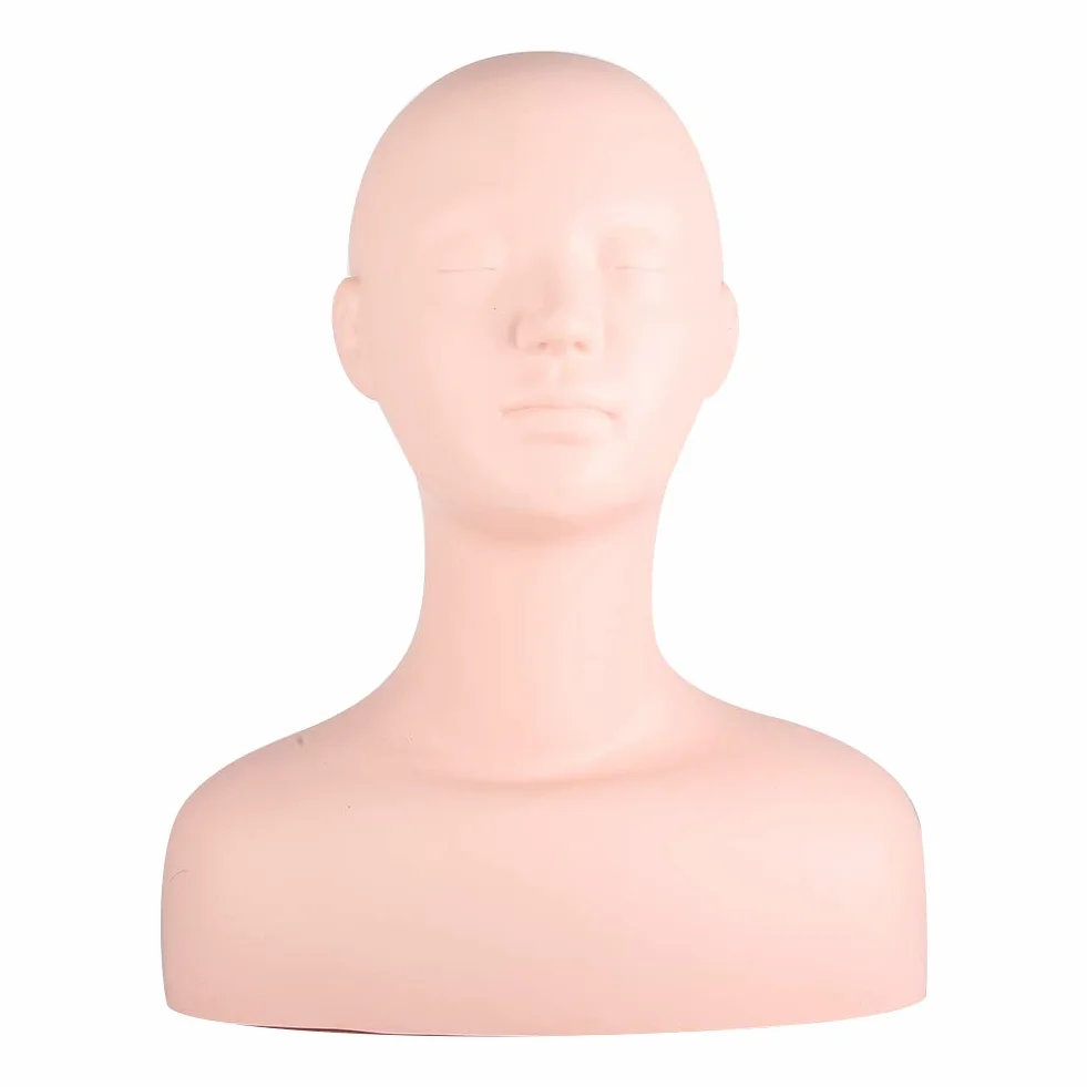 Głowa Manekina, 15,7 X 21,3 Cala PVC Silikonowy makijaż Manekin Twarzy Wielofunkcyjne Manekiny Głowy Manekina z Ramieniem 12,6 Cala, Głowa Peruki Manekiny do Makijażu, Fryzjerzy