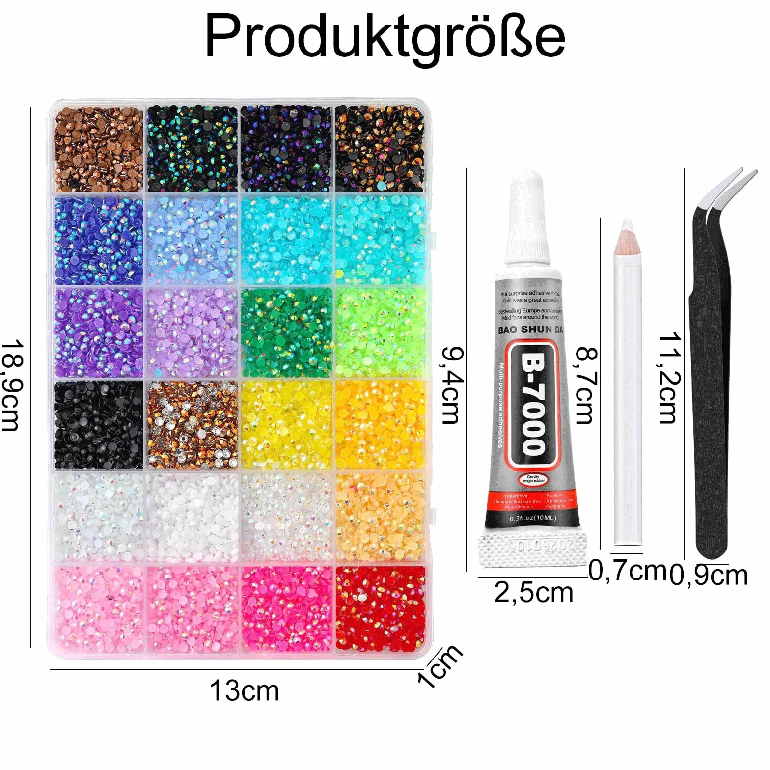 LEMONSTONE Zestaw 10000 sztuk kamieni strasu, 3 mm, płaskie kamienie strasu, do majsterkowania, kolorowe błyszczące kamienie z klejem, pęsetą i pisakiem woskowym, kamienie stras do paznokci, ubrań