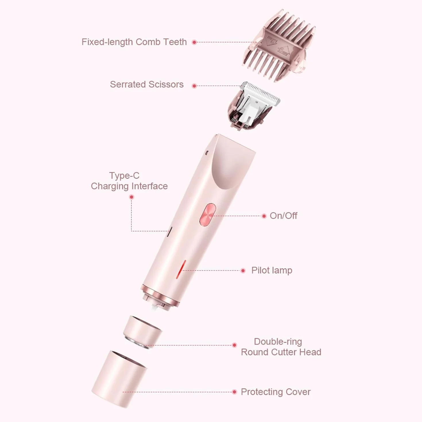 Golarka do włosów Glow Aura Glowshave, elektryczna wodoodporna maszynka do golenia damska (1 szt.)