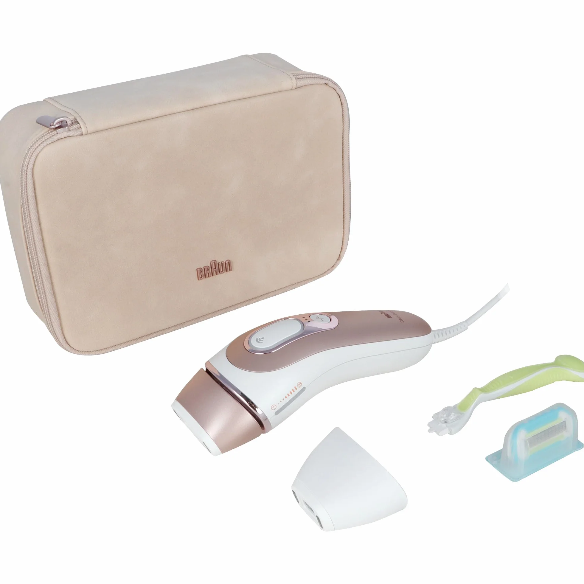 Braun Smart IPL Skin i·expert, usuwanie włosów w domu, darmowa aplikacja, torba do przechowywania, golarka Venus, 2 nasadki, PL7147