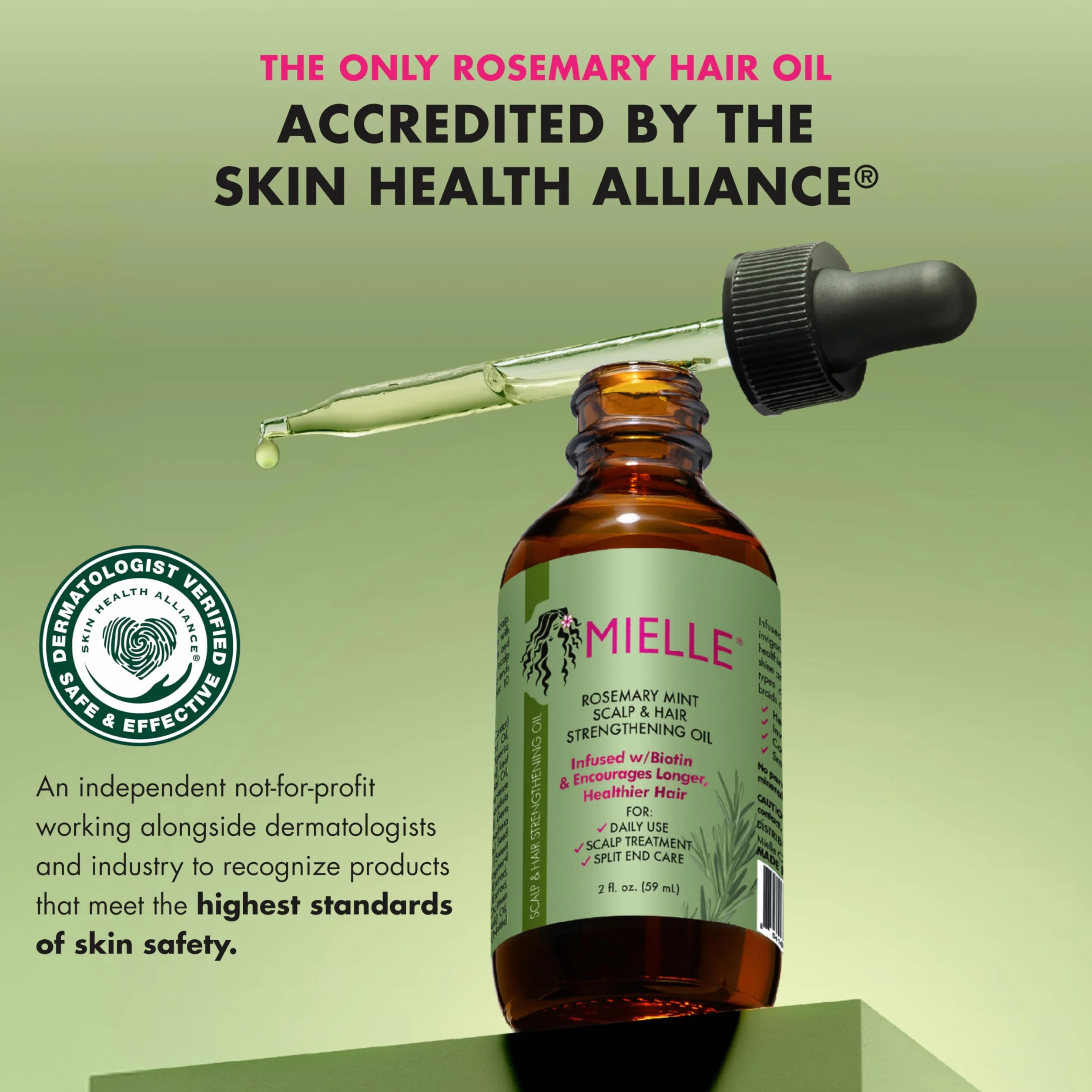 MIELLE Rosemary Mint Scalp & Hair STRENGTHENING Oil 59ML, Pojedynczy, Standardowy