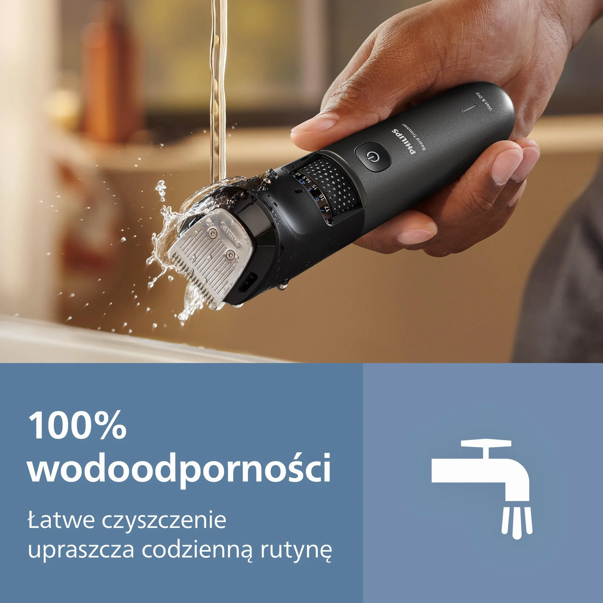 Philips Trymer do brody Seria 7000 BT7660/15, samoostrzące się metalowe ostrza, 40 ustawień długości, BeardSense, wodoodporny