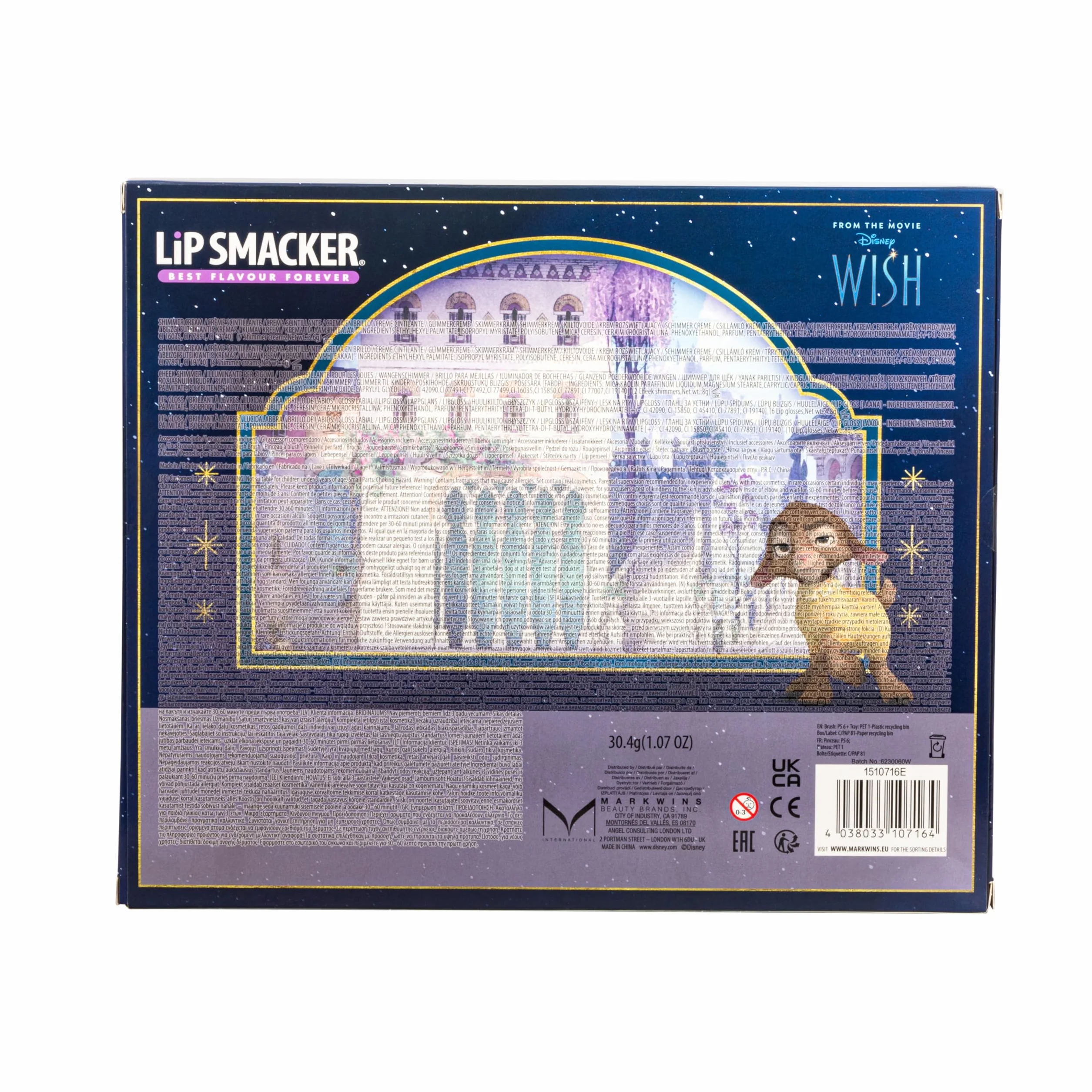 Lip Smacker Wish Beauty Palette, Zestaw do Makijażu Inspirowany Życzeniem Disneya, Błyszczyki, Kremy Rozświetlające i Róż do Policzków, Prezenty dla Dzieci, w Zestawie Akcesoria do Makijażu i Lusterko
