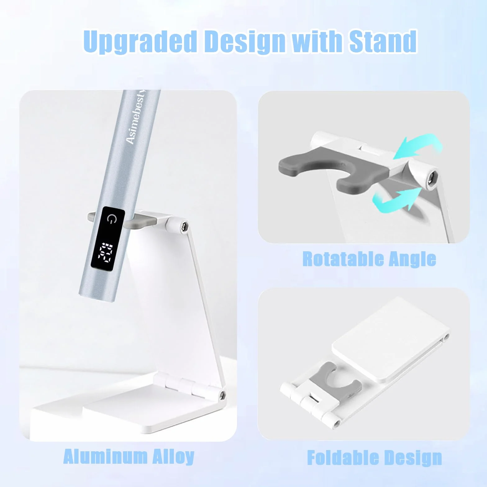 Lampy UV do Paznokci żelowych, Mini Lampa UV LED do Paznokci ze Stojakiem, Suszarka do Paznokci USB z 3 Trybami Timera Lampa do Paznokci UV Flash Cure do Szybkiego Suszenia, Błękit
