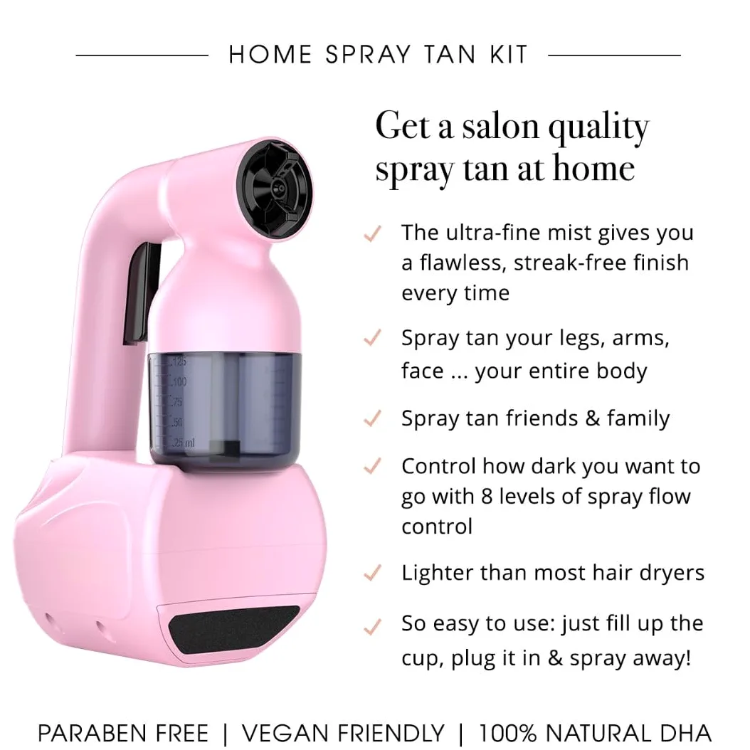 Bronze Babe Spray Tan Machine | przenośny samoopalacz, pistolet natryskowy do domu o pojemności 237 ml, podwójny ciemny roztwór do opalania