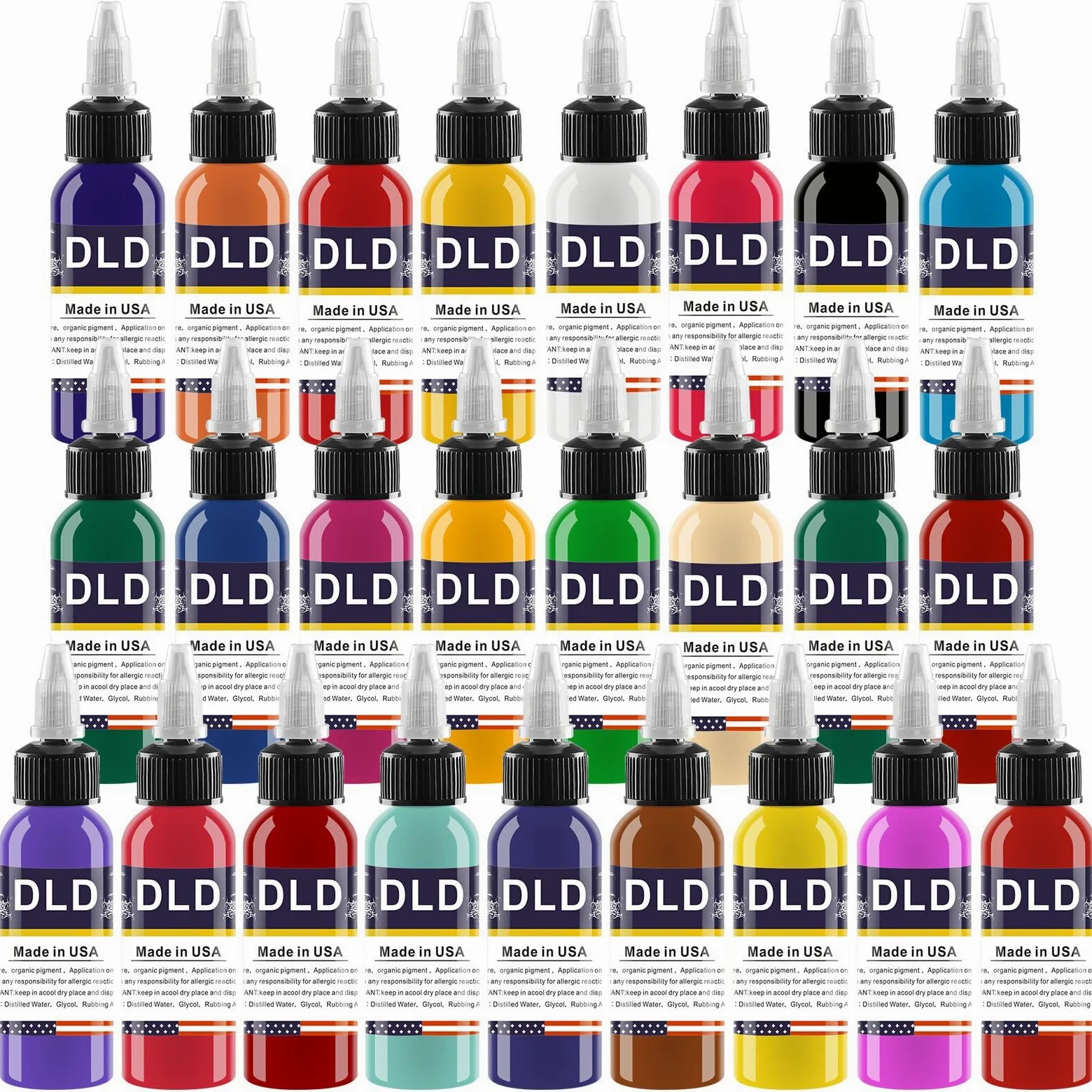DLD Zestaw wegańskich atramentów do tatuażu 25 x 15 ml pigment