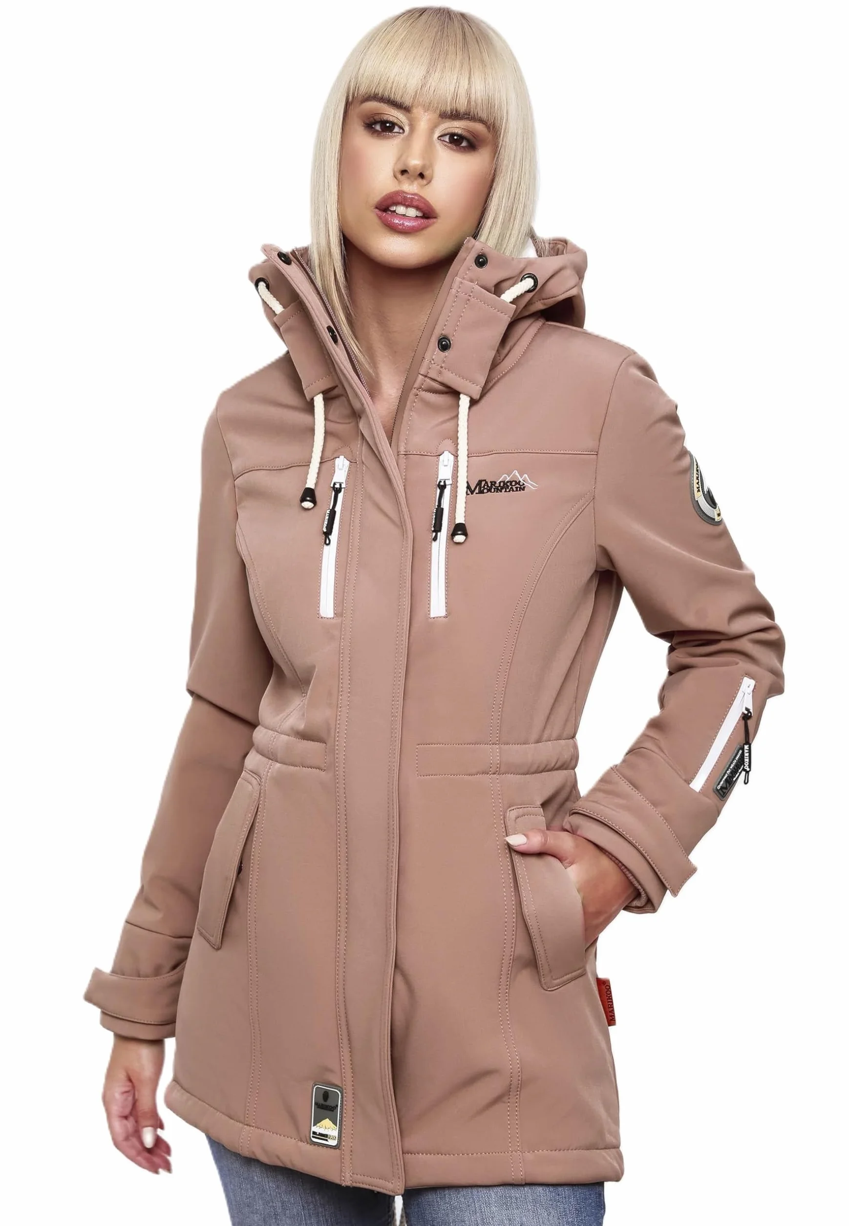 MARIKOO damska kurtka zimowa, zimowy płaszcz outdoorowy, wodoodporny, Softshell B614