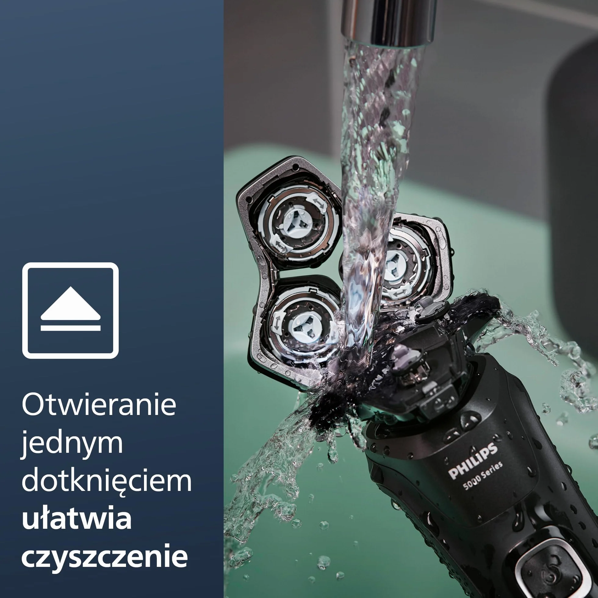 Philips Golarka Serii 5000 S5889/50 Elektryczna na Mokro i na Sucho SkinIQ Trymer Etui Podróżne Saszetka Quick Clean Pod Niebieski