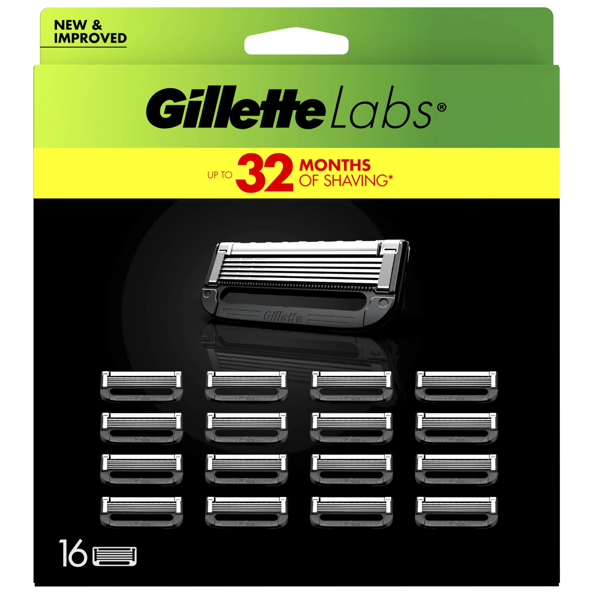 Gillette Labs XXL ostrza do golenia dla mężczyzn, 16 części zamiennych z 5 ostrzami, komfort i głębokość, kompatybilne z maszynkami do golenia Gillette Labs