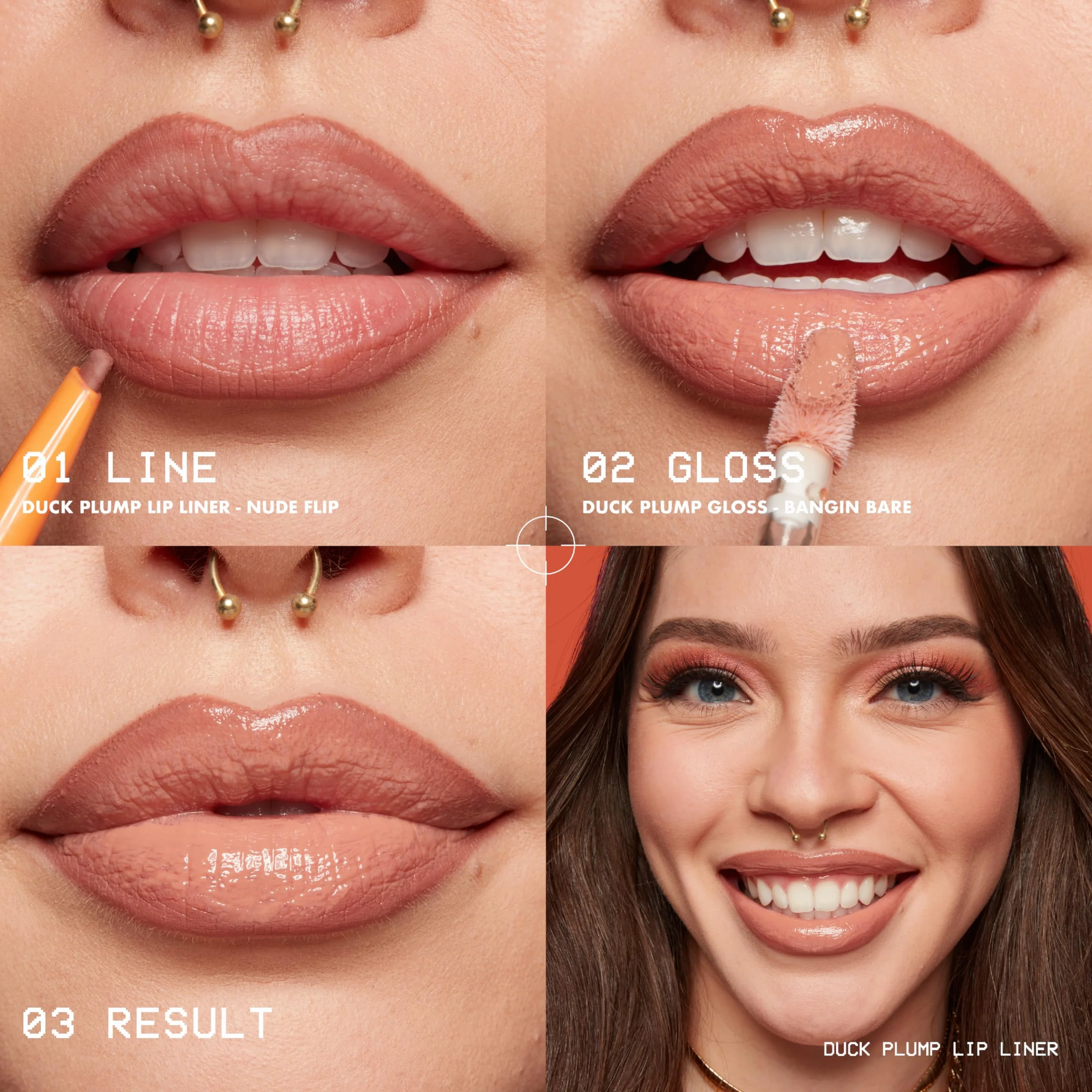 NYX Professional Makeup Plumping Lip Liner, Lip Liner, do 10 HR Wear, matowe wykończenie, Duck Plump, Nude Flip