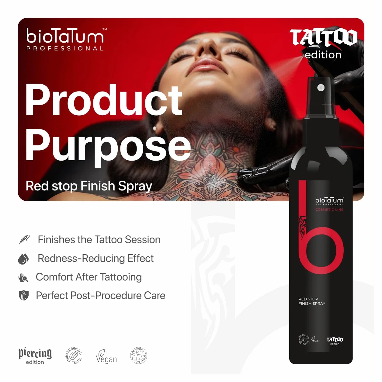 Finish Spray do Tatuażu – Nawilżający Spray do Pielęgnacji Skóry po Tatuowaniu – Profesjonalna Ochrona i Odświeżenie