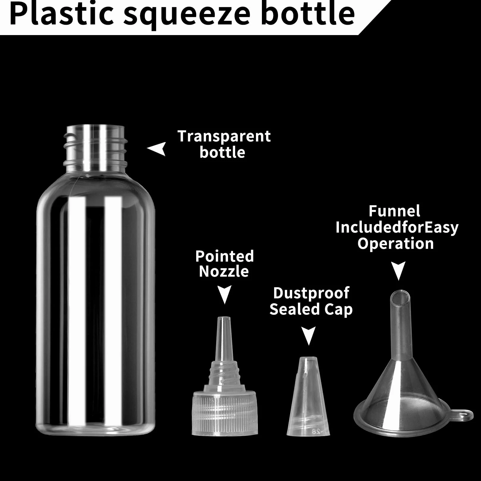 12 Sztuk Butelek do Wyciskania, Małe Butelki Squeeze 100ml 60ml, Butelki na Sos do Oleju BBQ Gotowania, Aplikator do Sosów z Dozownikiem, z 2 Lejkami, 1 Naklejką, 1 Długopisem