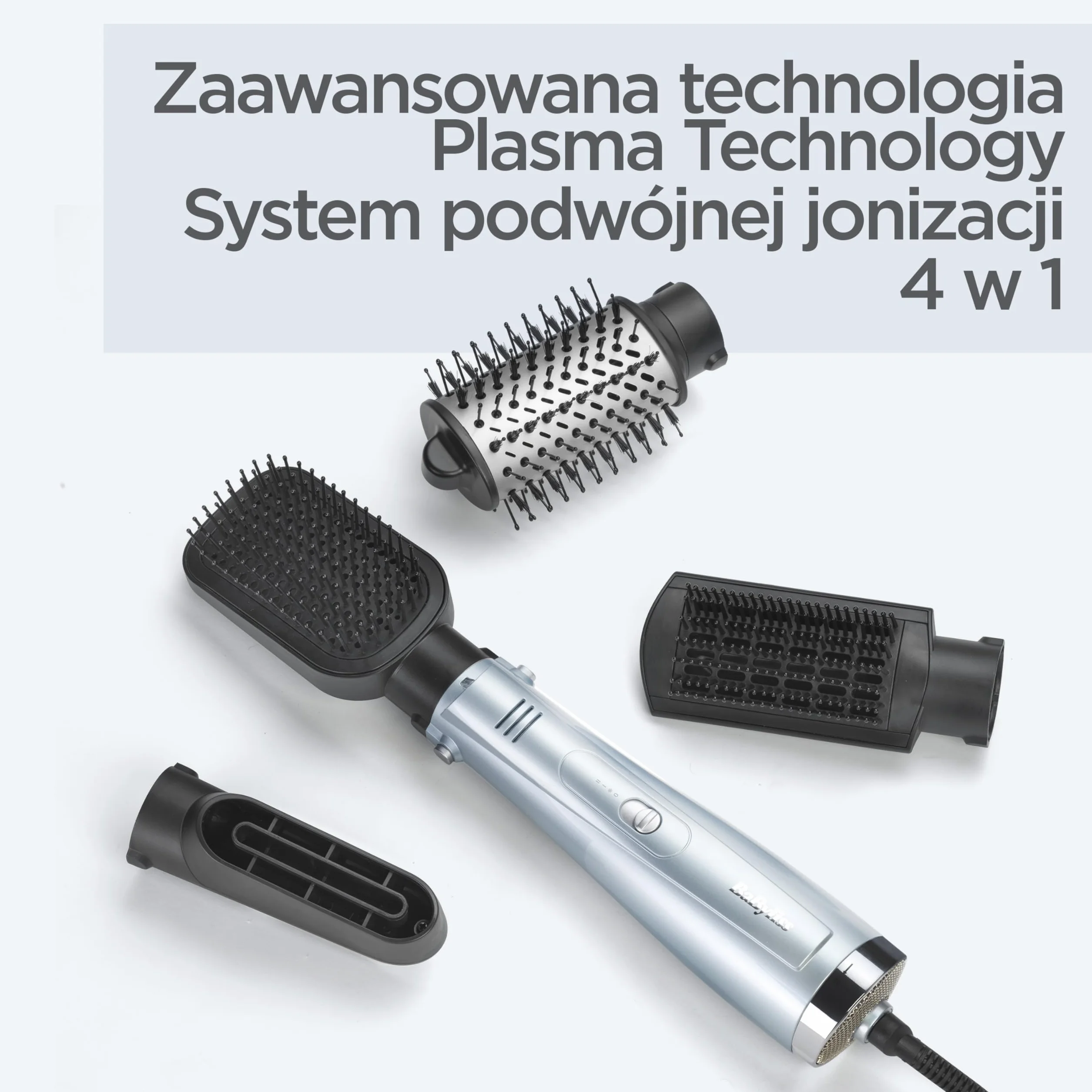 BaByliss Hydro-Fusion 4 w 1 suszarka szczotka do włosów - 1000 W Anti-Frizz Air Styler, Suszenie, Gładkość, Objętość, Prostowanie w Jednym Kroku, Niebieski, AS774E