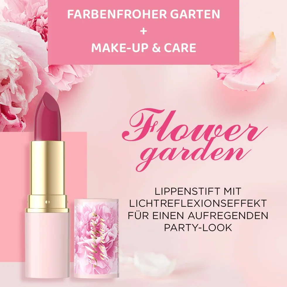 Eveline Cosmetics Nawilżająca pomadka nr 01 - seria Flower Garden | wegańska, pielęgnująca z kwasem hialuronowym i ekstraktem z piwonii