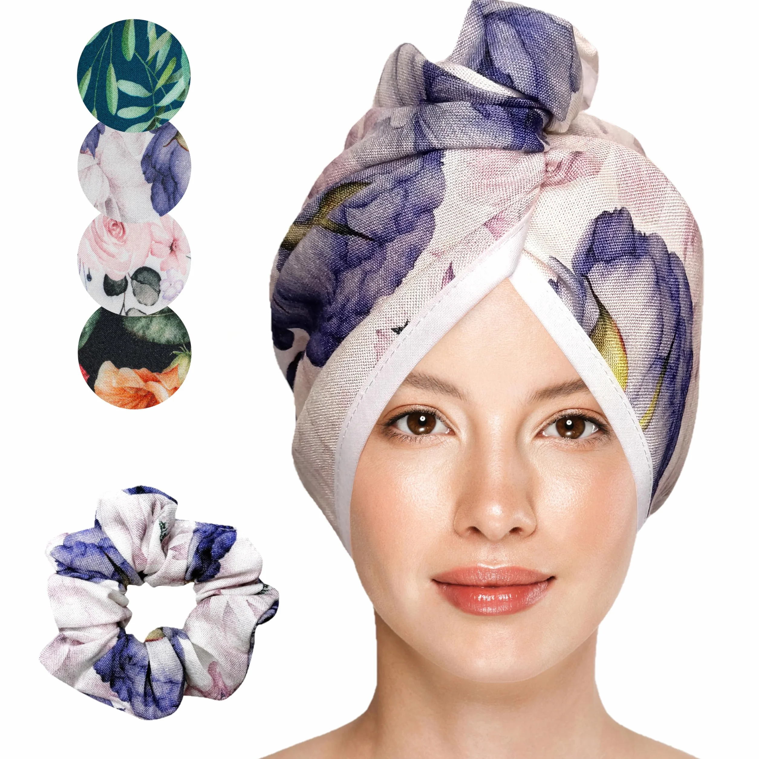 bambusowy turban do włosów z guzikiem - turban do każdego rodzaju włosów - szybkoschnący ręcznik do włosów - ręcznie robiony ręcznik do włosów z gumką