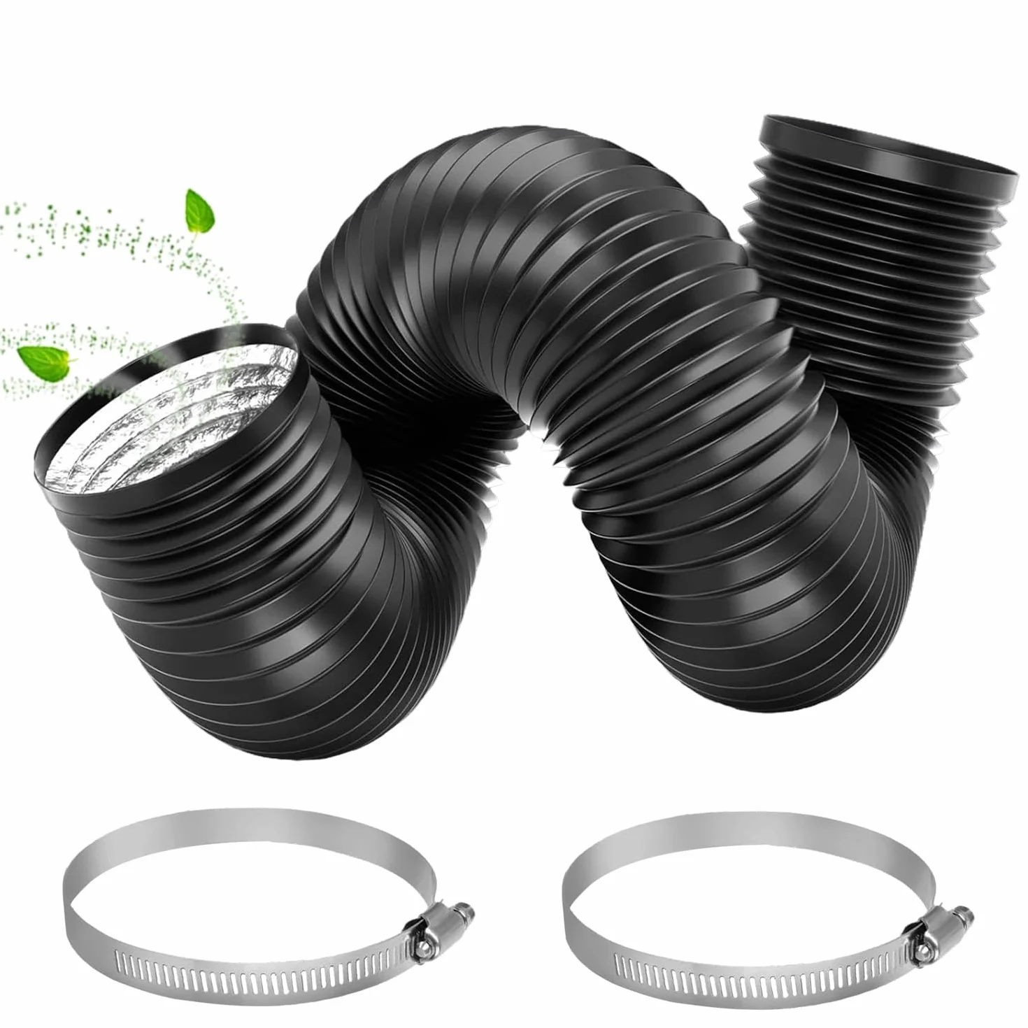 Wąż Powietrza Wylotowego 150 mm - Aluminiowa Rura Elastyczna 3,0 m, PCW, Wentylacyjny z 2 Oponami Stalowymi - Do Klimatyzacji