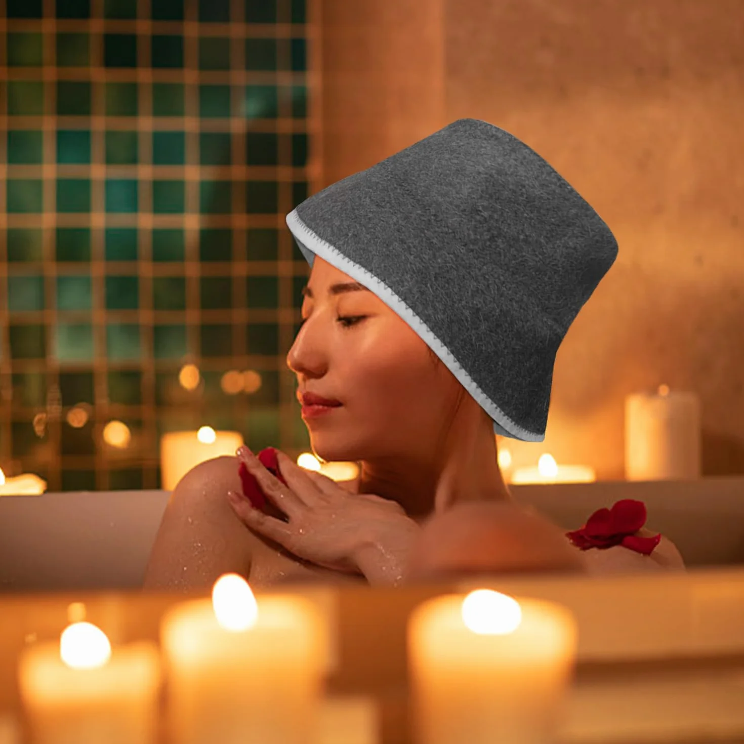 2-częściowe kapelusze wiadra, chłonne filcowe czapki do sauny, pluszowe kapelusze do sauny, unisex, wielokrotnego użytku kapelusze wiadra, akcesoria do sauny