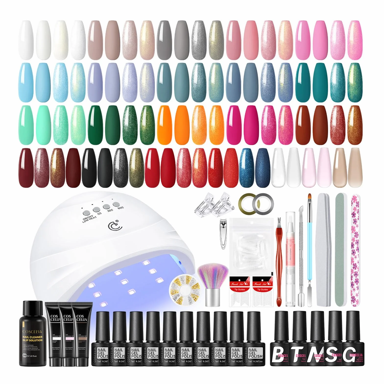 COSCELIA Zestaw żelowych paznokci UV LED 20 kolorów lakier półtrwały narzędzia do manicure