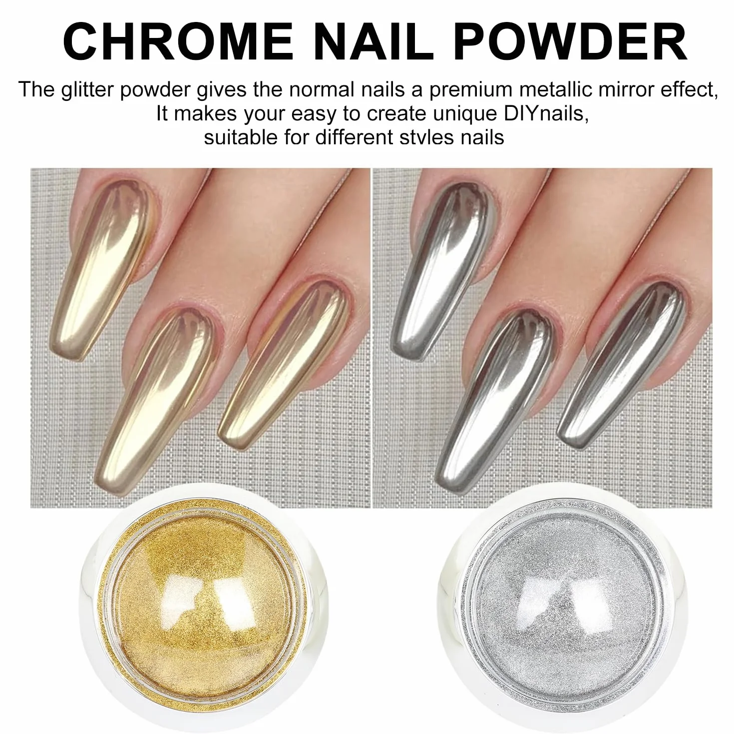Chrome Nail Powder, 4 kolory Crome Pigment do paznokci Aurora biała perła srebrny złoty chrom Nail Powder Crome w proszku do paznokci Art Nail Design