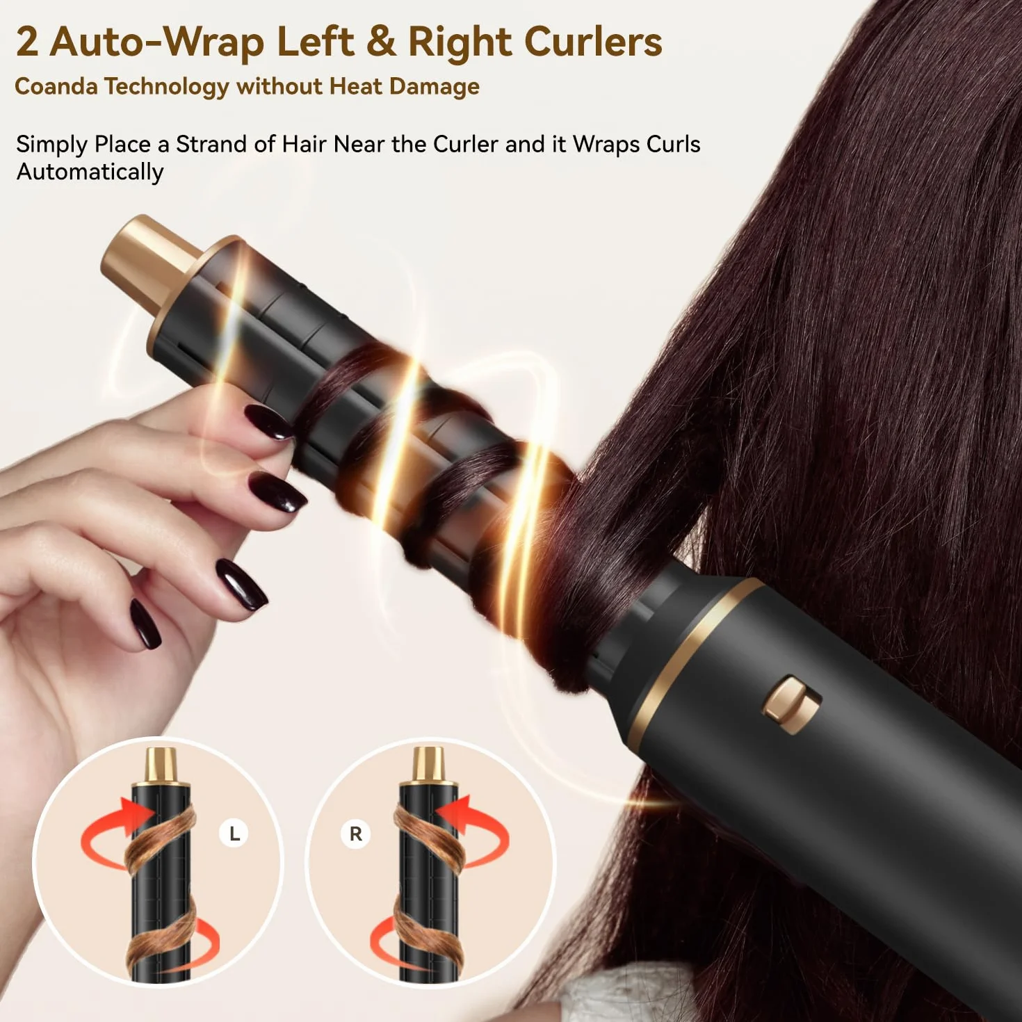 JINYAWA 5 w 1 suszarko-lokówka, Multi Stylizator, Automatyczna Lokówka, Wolumizer, Zdejmowane Air Styler, Szczotka Na Gorące Powietrze Do Zwiększan, Koncentrator, Obrotowy Przewód, moc 800W